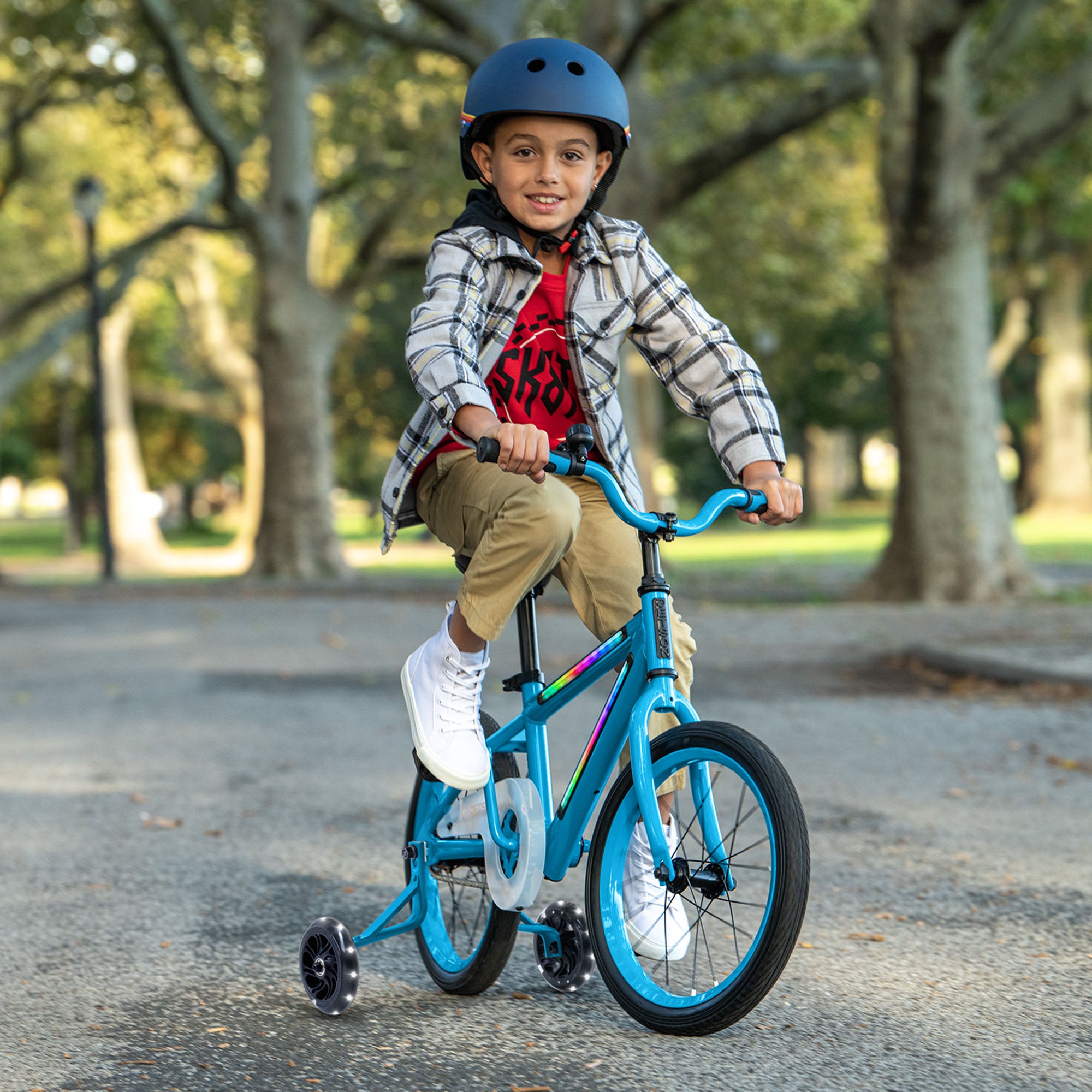 Jetson Light Rider 16" LED Kids Bike with Coaster Brakes, Training Wheels, Blue - Smart-nests