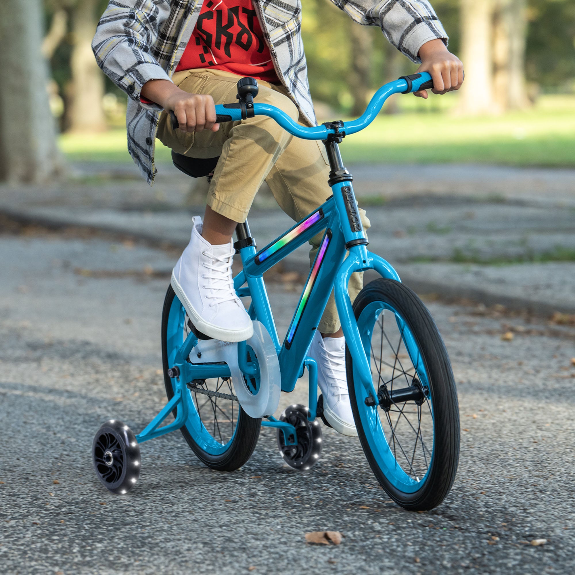 Jetson Light Rider 16" LED Kids Bike with Coaster Brakes, Training Wheels, Blue - Smart-nests