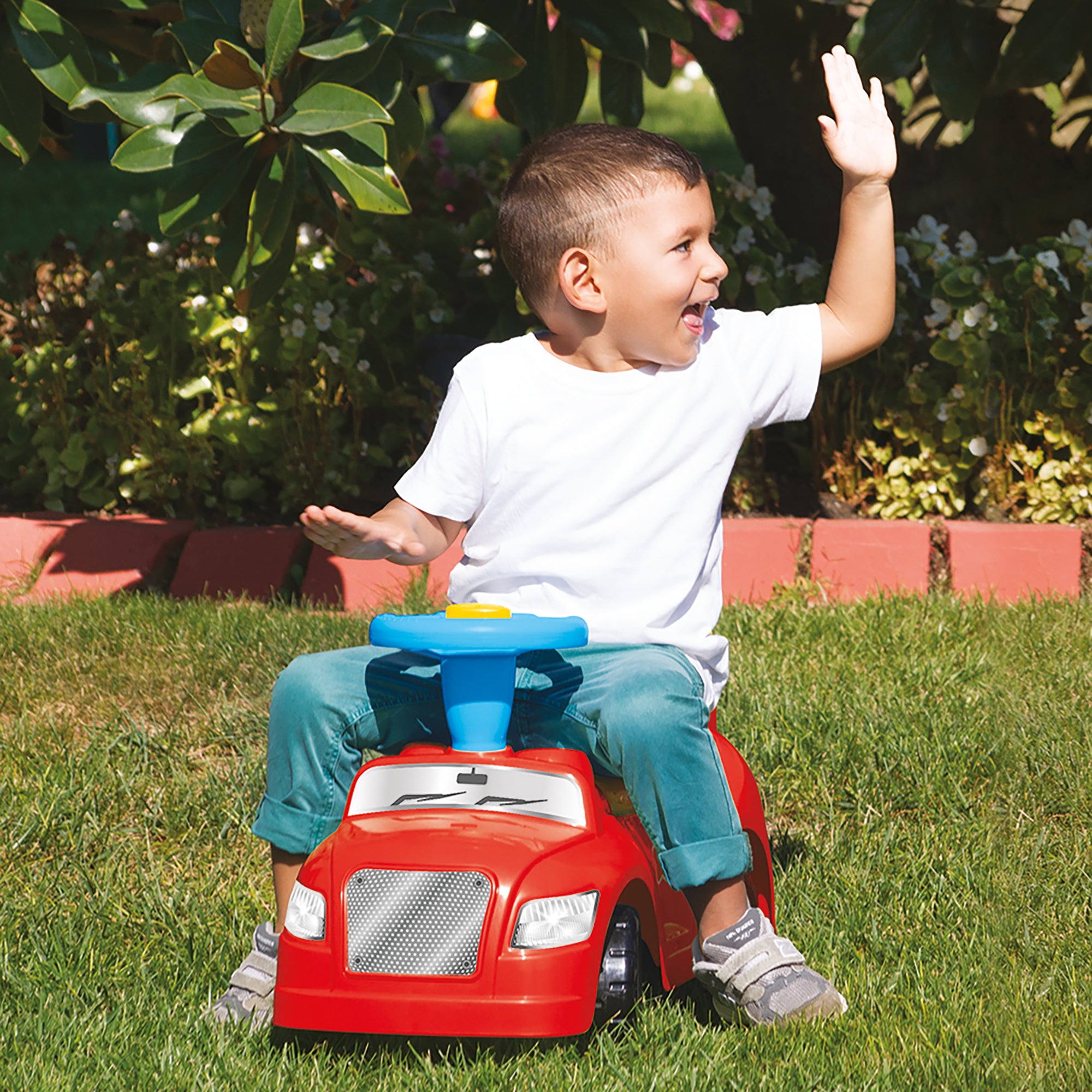 Dolu 2-in-1 Step Car Ride-On Toy and Walker, with Under-Seat Storage Compartment - Smart-nests