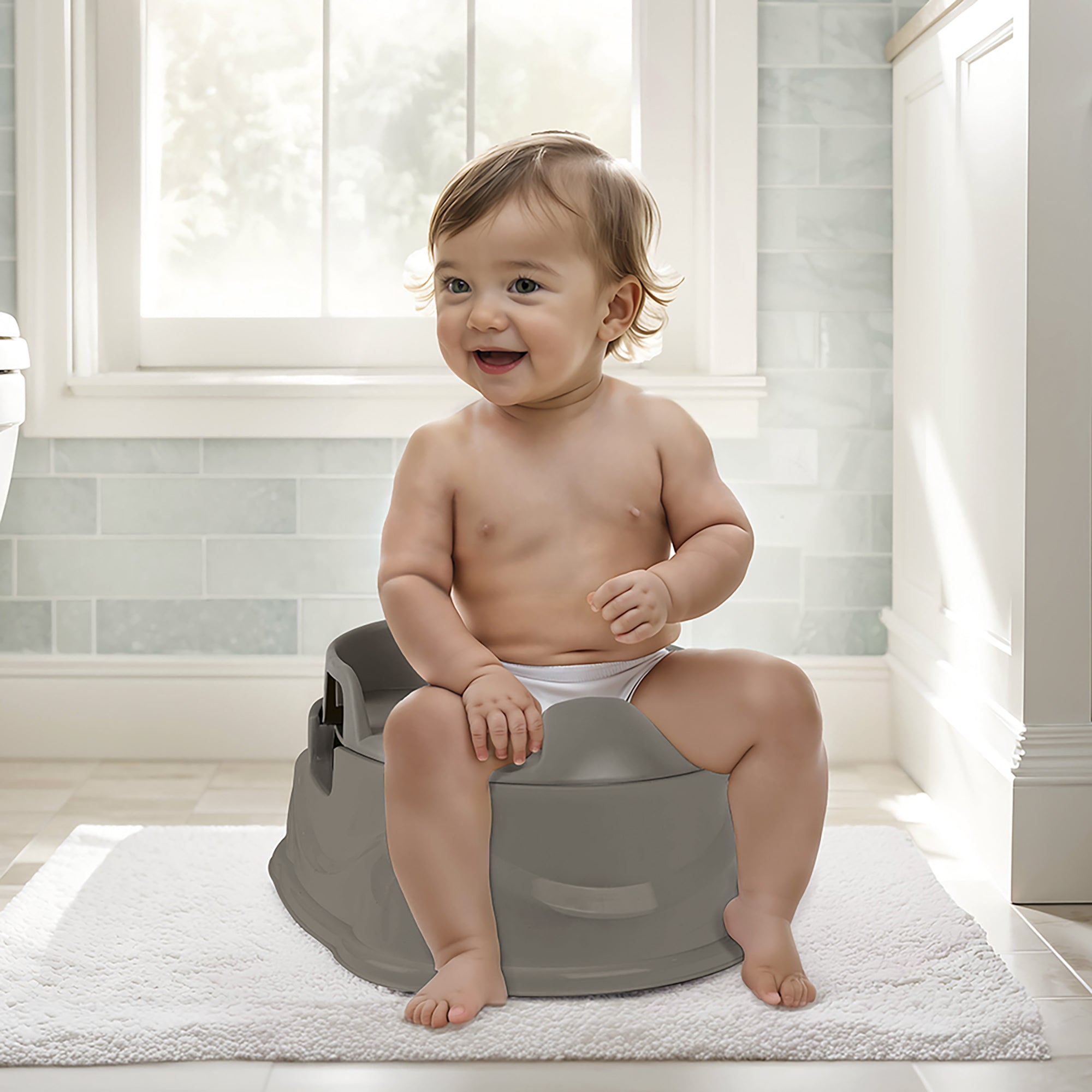 Dolu Nuve 3-in-1 Potty, Toilet Adapter, and Step Stool, Ergonomic Design, Grey - Smart-nests