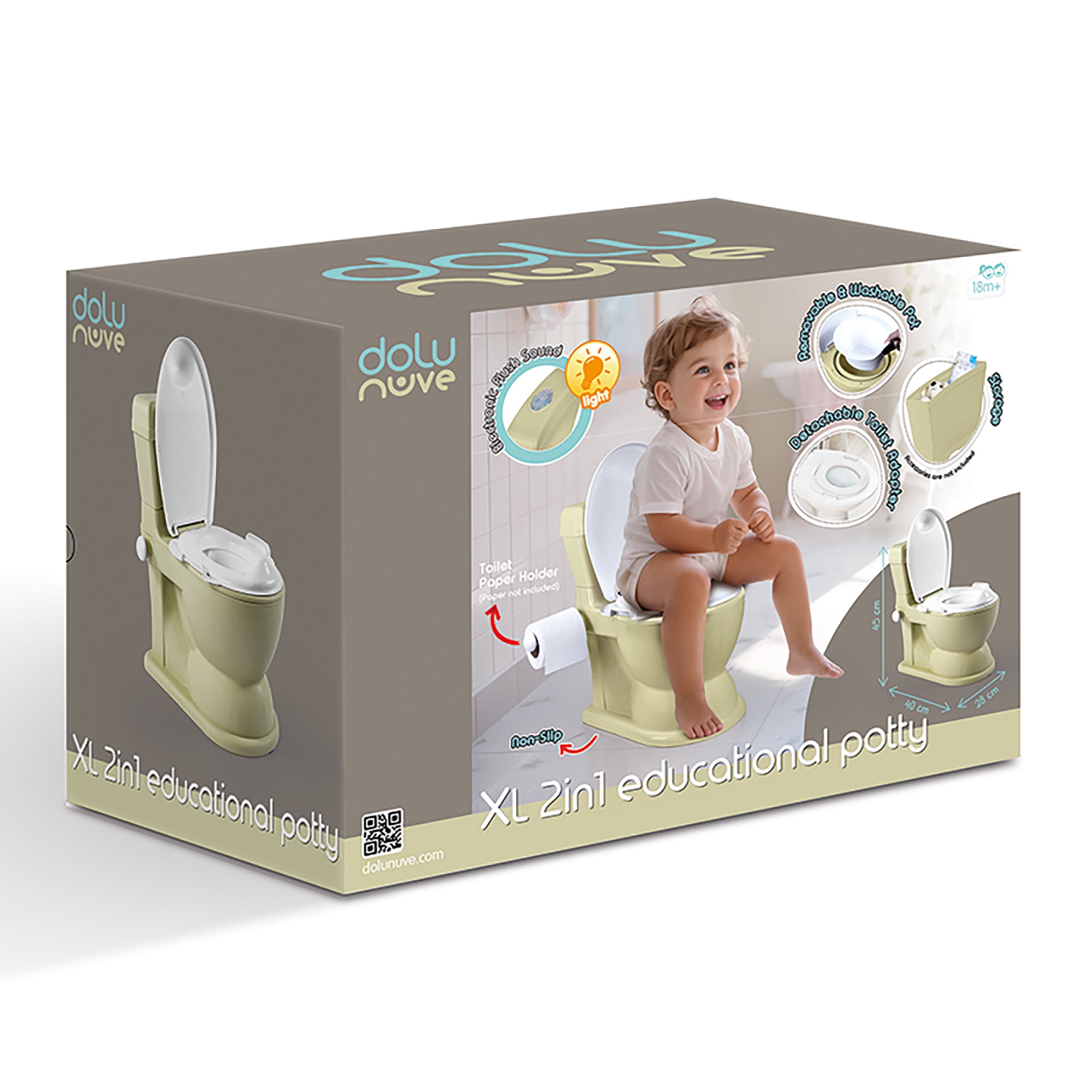 Dolu Nuve Educational XL Potty, Flip-Top Lid for Children 18 Months & Up, Green - Smart-nests