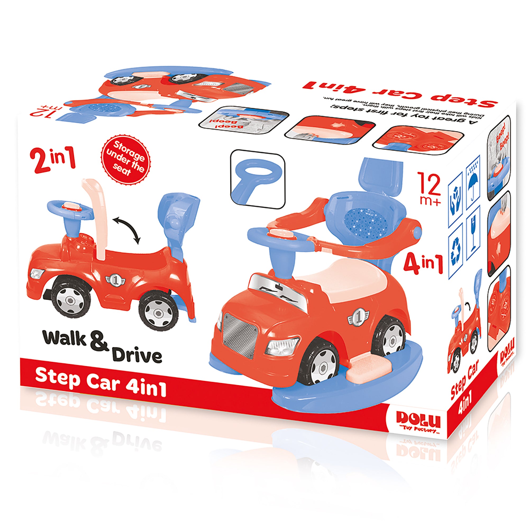 DOLU 4-in-1 Step Car with Parental Handle, for Toddlers 12 Months Old and Up - Smart-nests