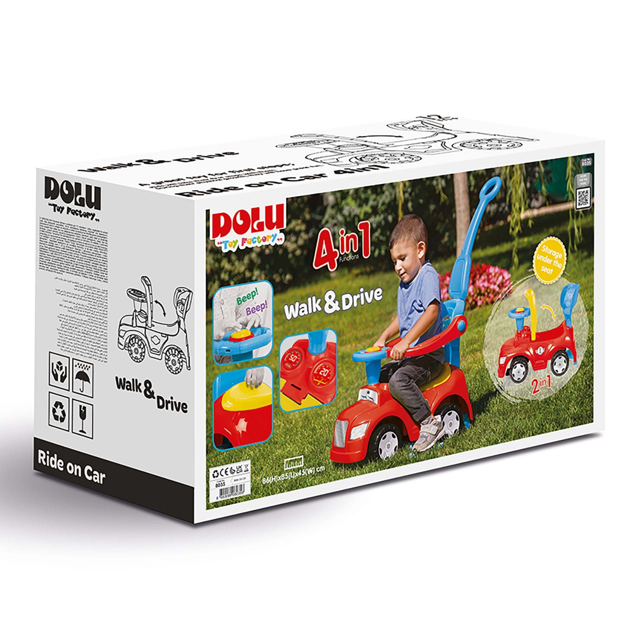 DOLU 4-in-1 Step Car with Parental Handle, for Toddlers 12 Months Old and Up - Smart-nests