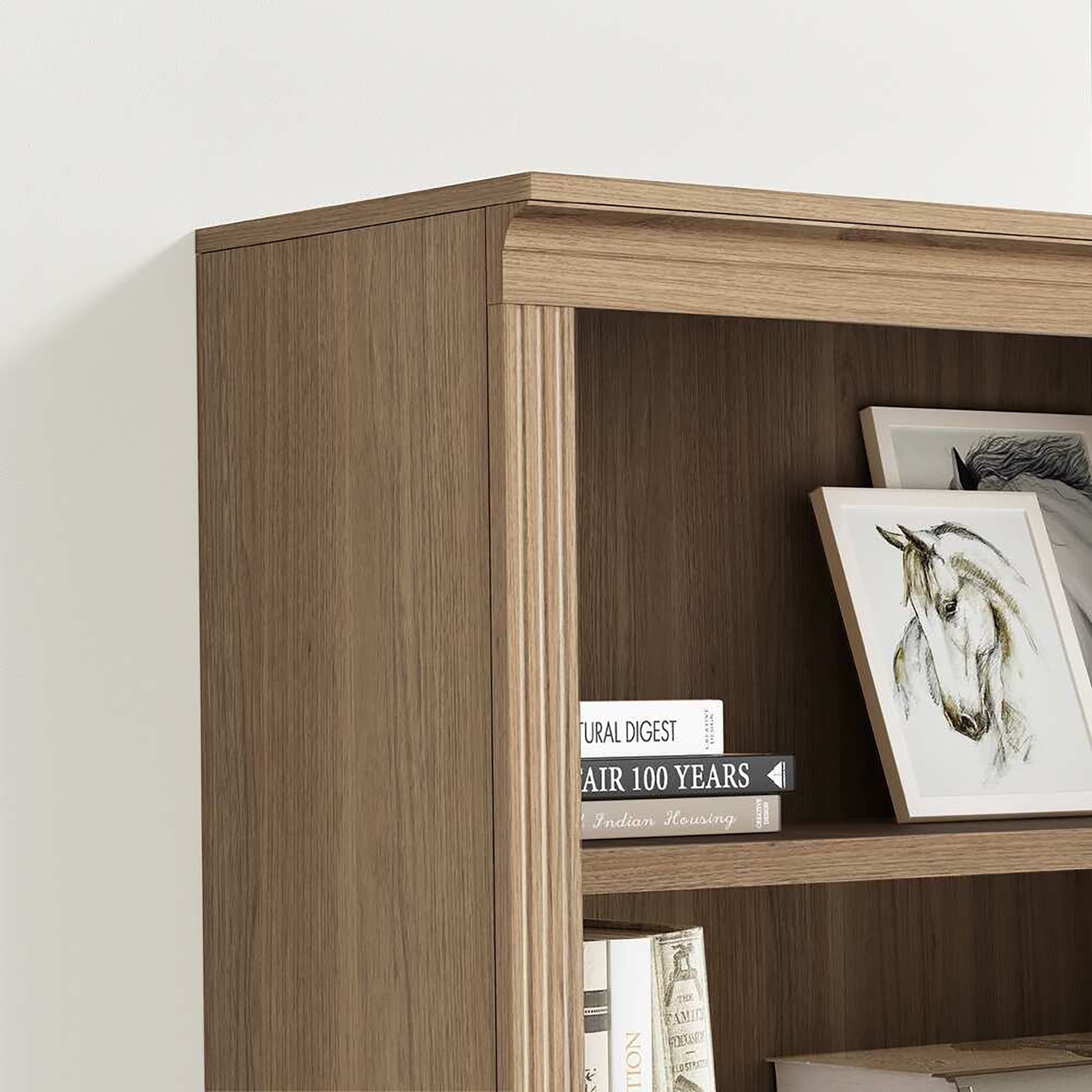 VAUXHILL & CO. Halston Multi-Depth Bookcase Adjustable Shelving Unit, Doors, Oak - Smart-nests