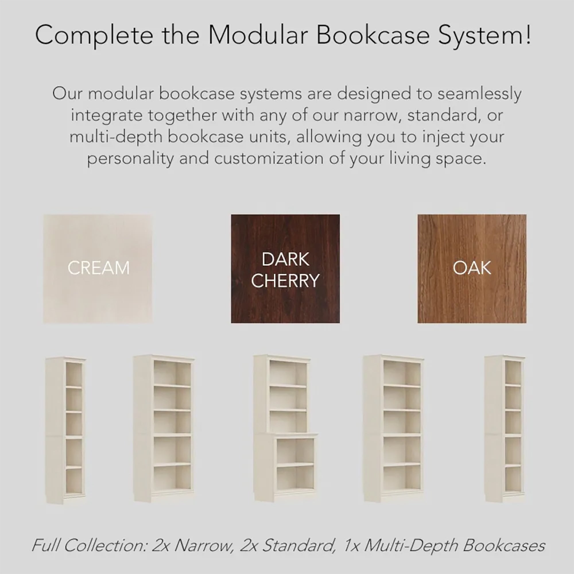 VAUXHILL & CO. Halston Multi-Depth Bookcase Adjustable Shelving Unit, Doors, Oak - Smart-nests
