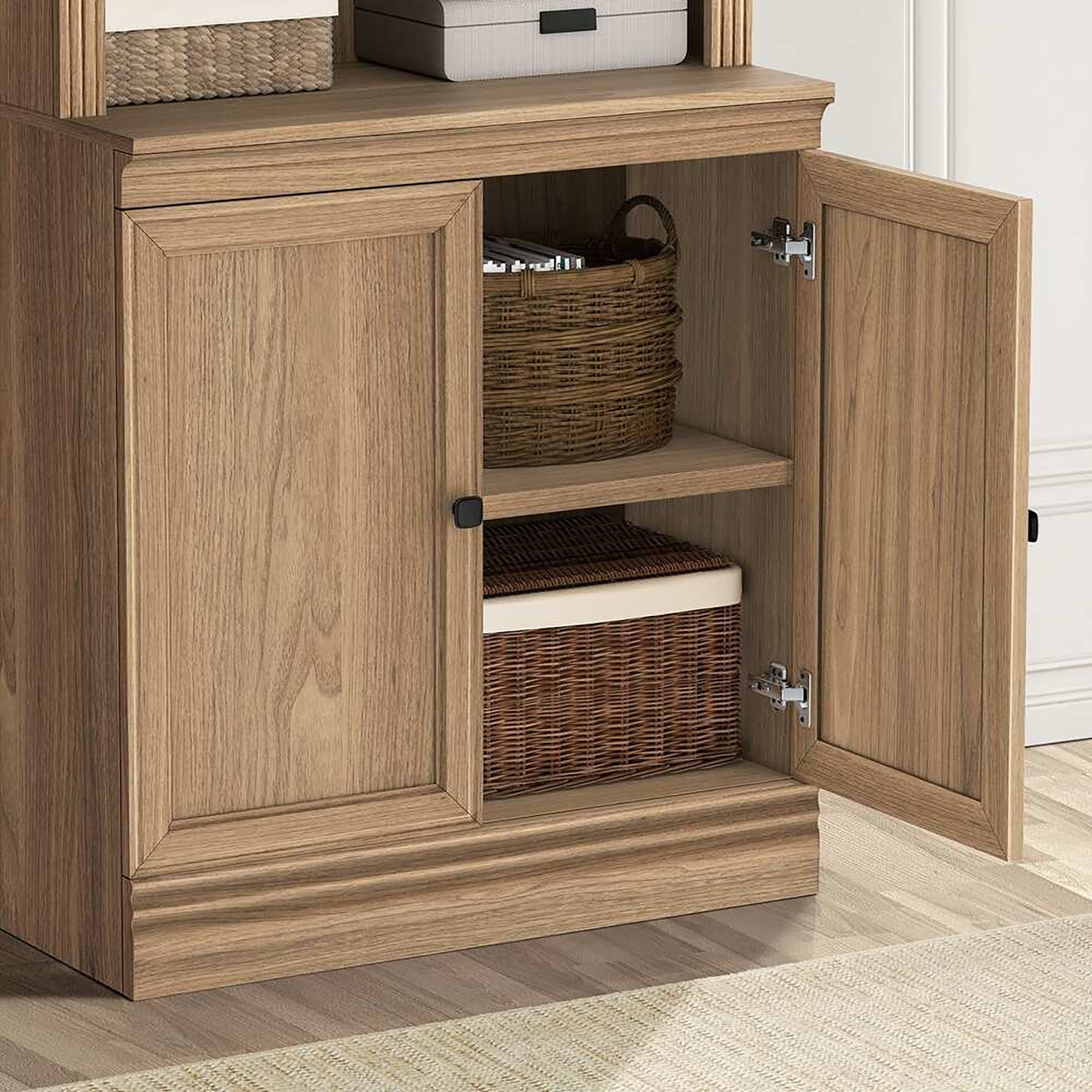 VAUXHILL & CO. Halston Multi-Depth Bookcase Adjustable Shelving Unit, Doors, Oak - Smart-nests