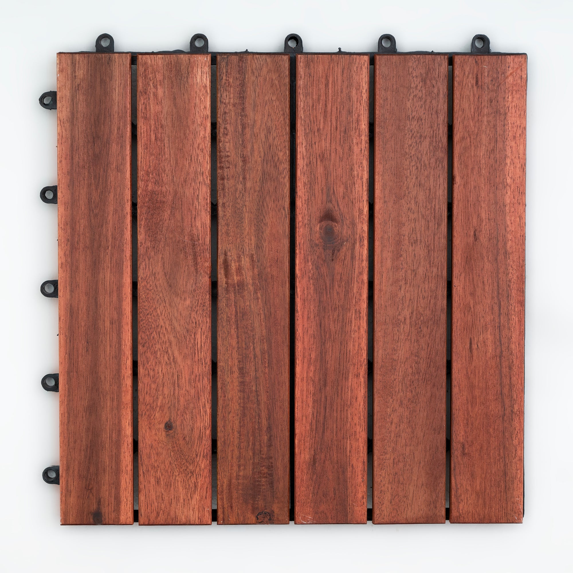 Bliss Outdoors Hardwood 6-Slat Interlocking Wood Deck Tiles, Red, Set of 10 - Smart-nests