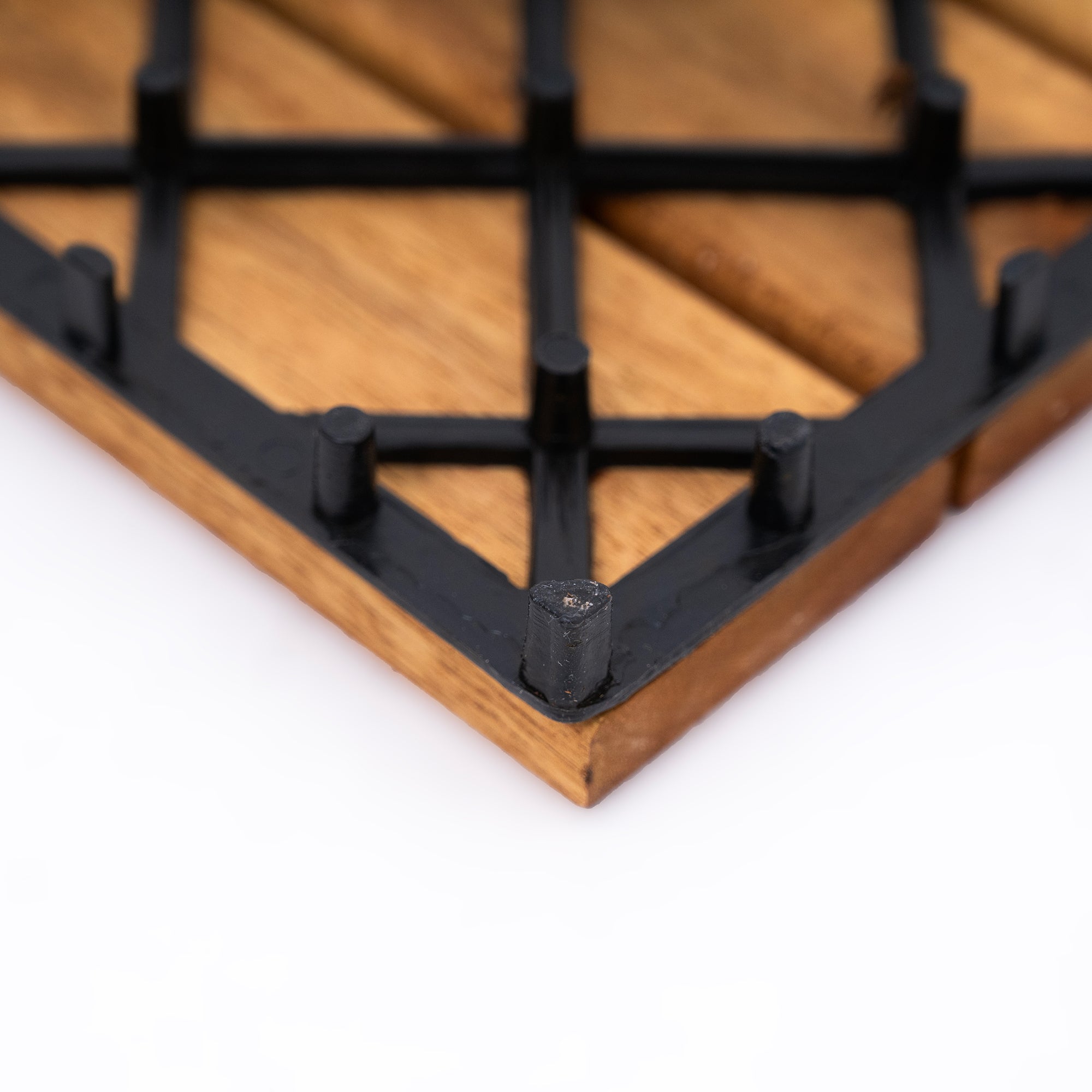Bliss Outdoors Hardwood 6-Slat Interlocking Wood Deck Tiles, Natural, Set of 30 - Smart-nests