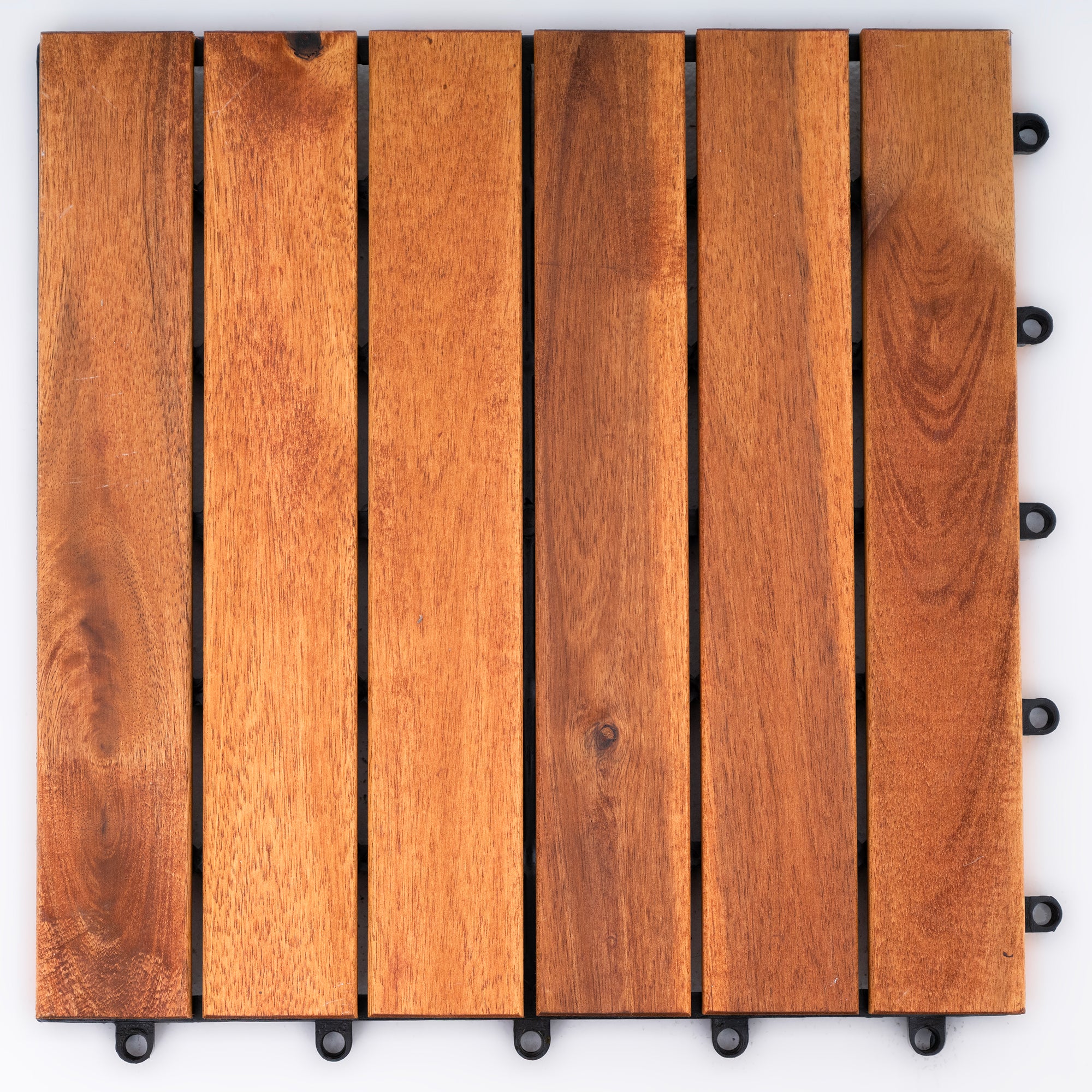 Bliss Outdoors Hardwood 6-Slat Interlocking Wood Deck Tiles, Natural, Set of 30 - Smart-nests