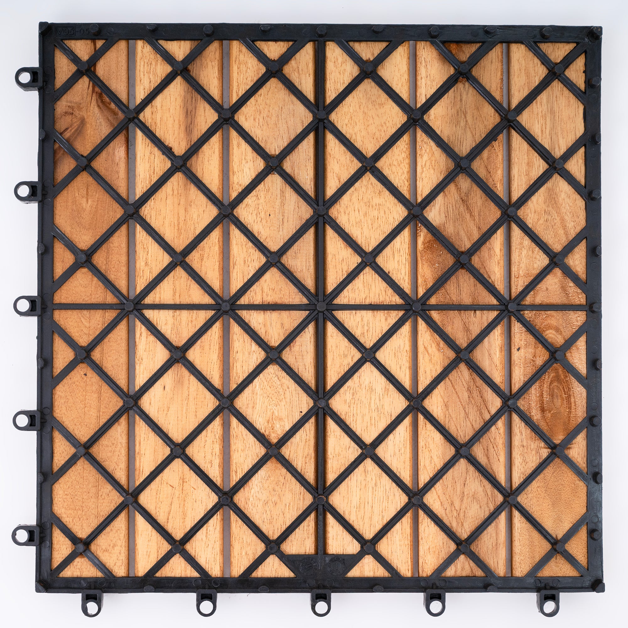 Bliss Outdoors Hardwood 6-Slat Interlocking Wood Deck Tiles, Natural, Set of 30 - Smart-nests