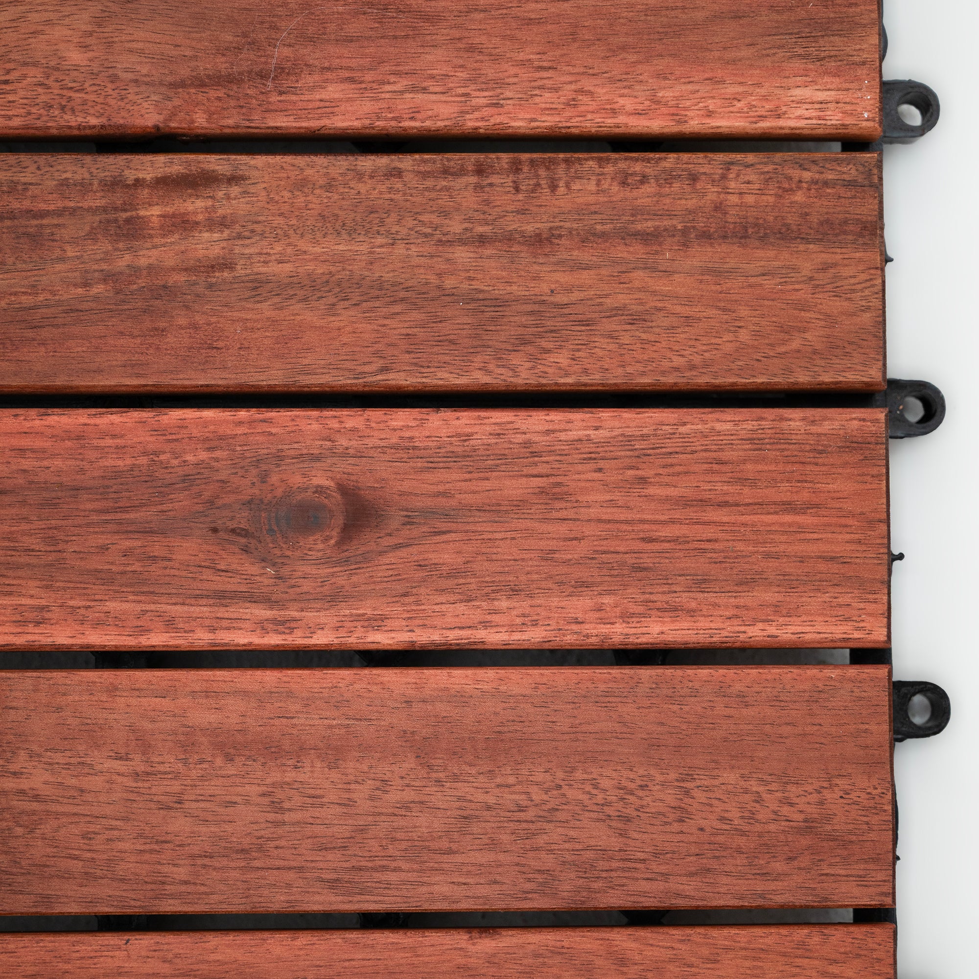 Bliss Outdoors Hardwood 6-Slat Interlocking Wood Deck Tiles, Red, Set of 30 - Smart-nests