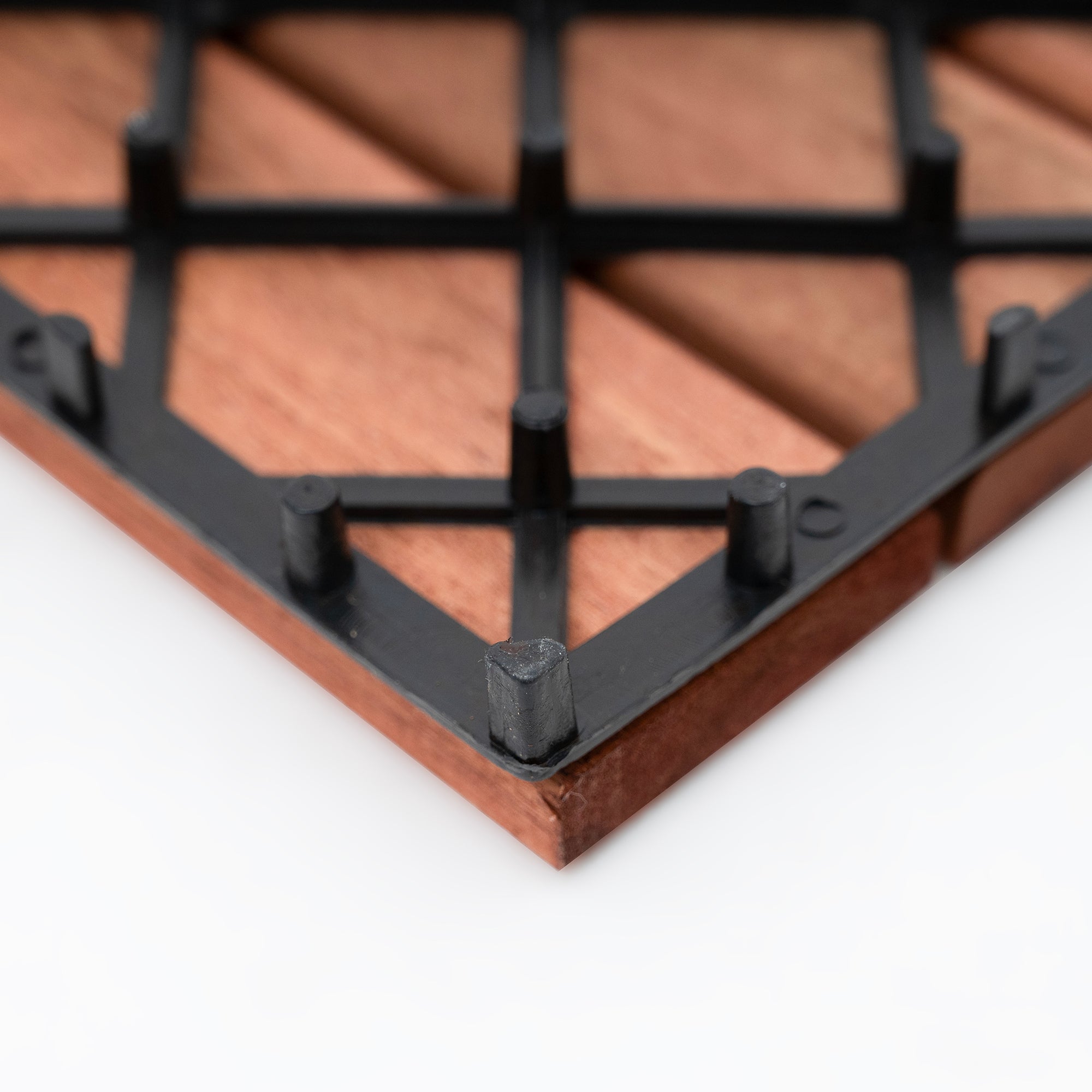 Bliss Outdoors Hardwood 6-Slat Interlocking Wood Deck Tiles, Red, Set of 30 - Smart-nests