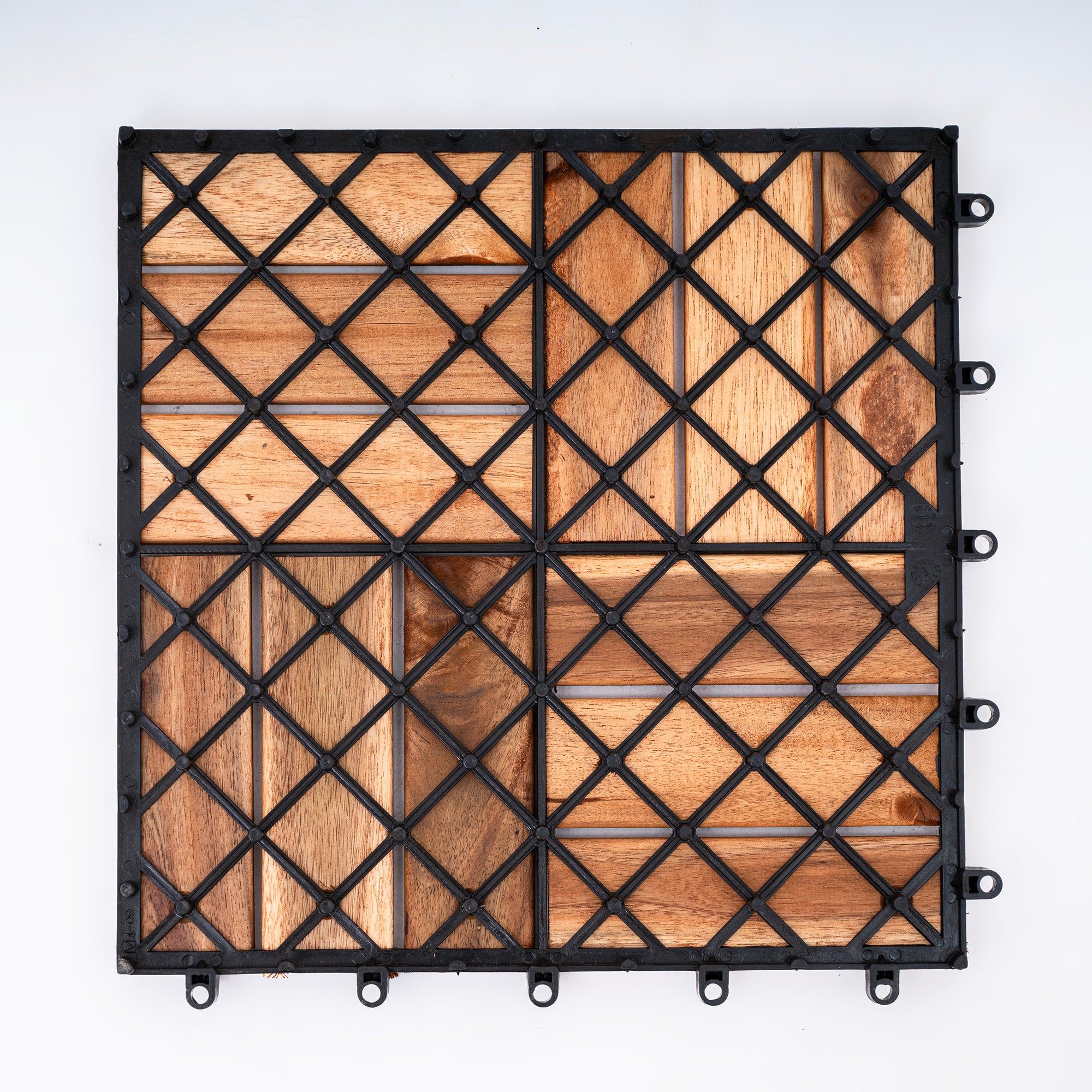 Bliss Outdoors Hardwood 12-Slat Interlocking Wood Deck Tiles, Natural, Set of 30 - Smart-nests