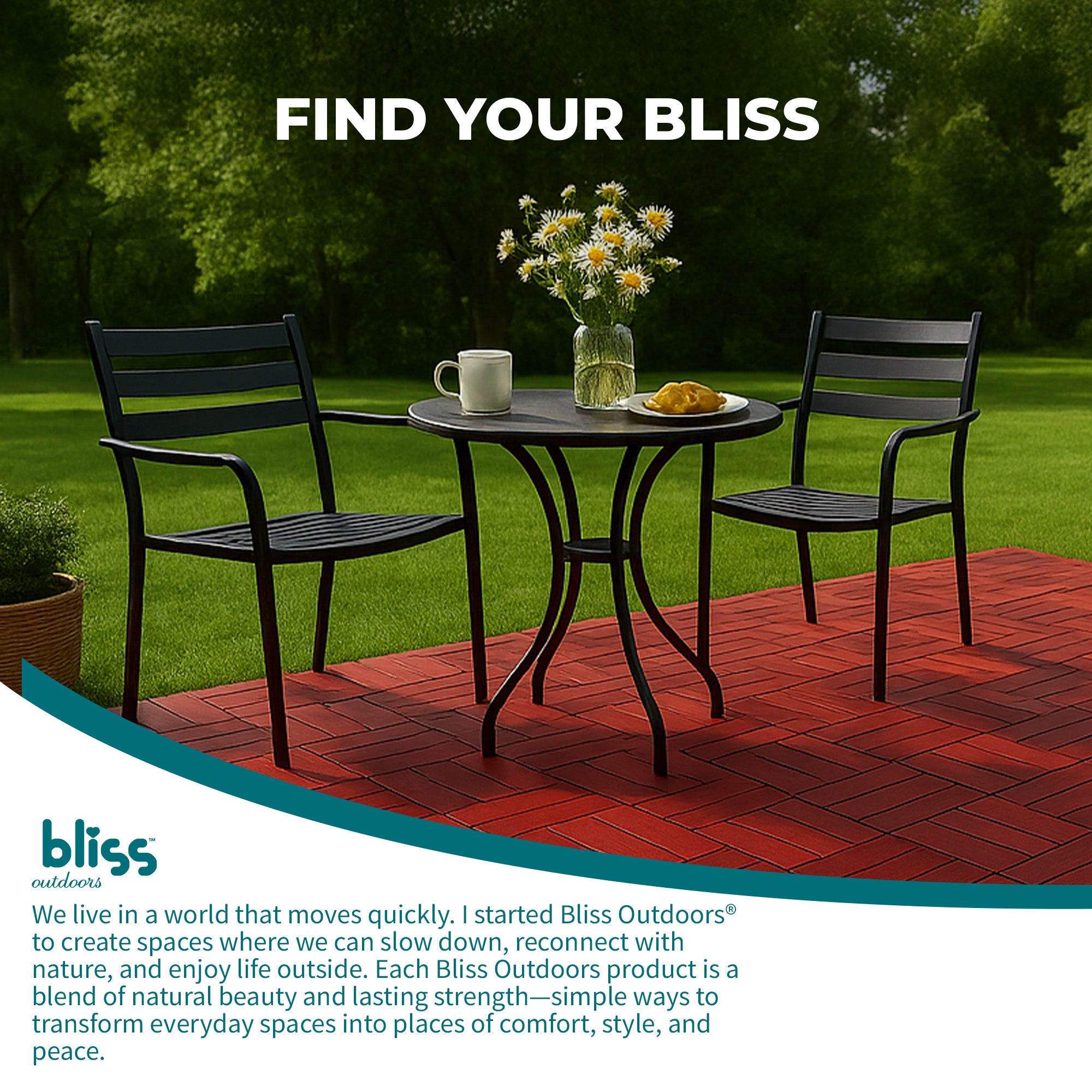 Bliss Outdoors Hardwood 12-Slat Interlocking Wood Deck Tiles, Red, Set of 30