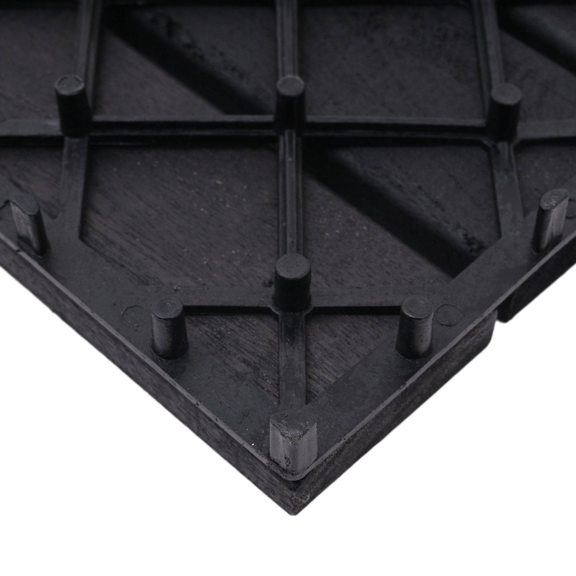 Bliss Outdoors Hardwood 12-Slat Interlock Wood Deck Tiles, Aged Black, Set of 30