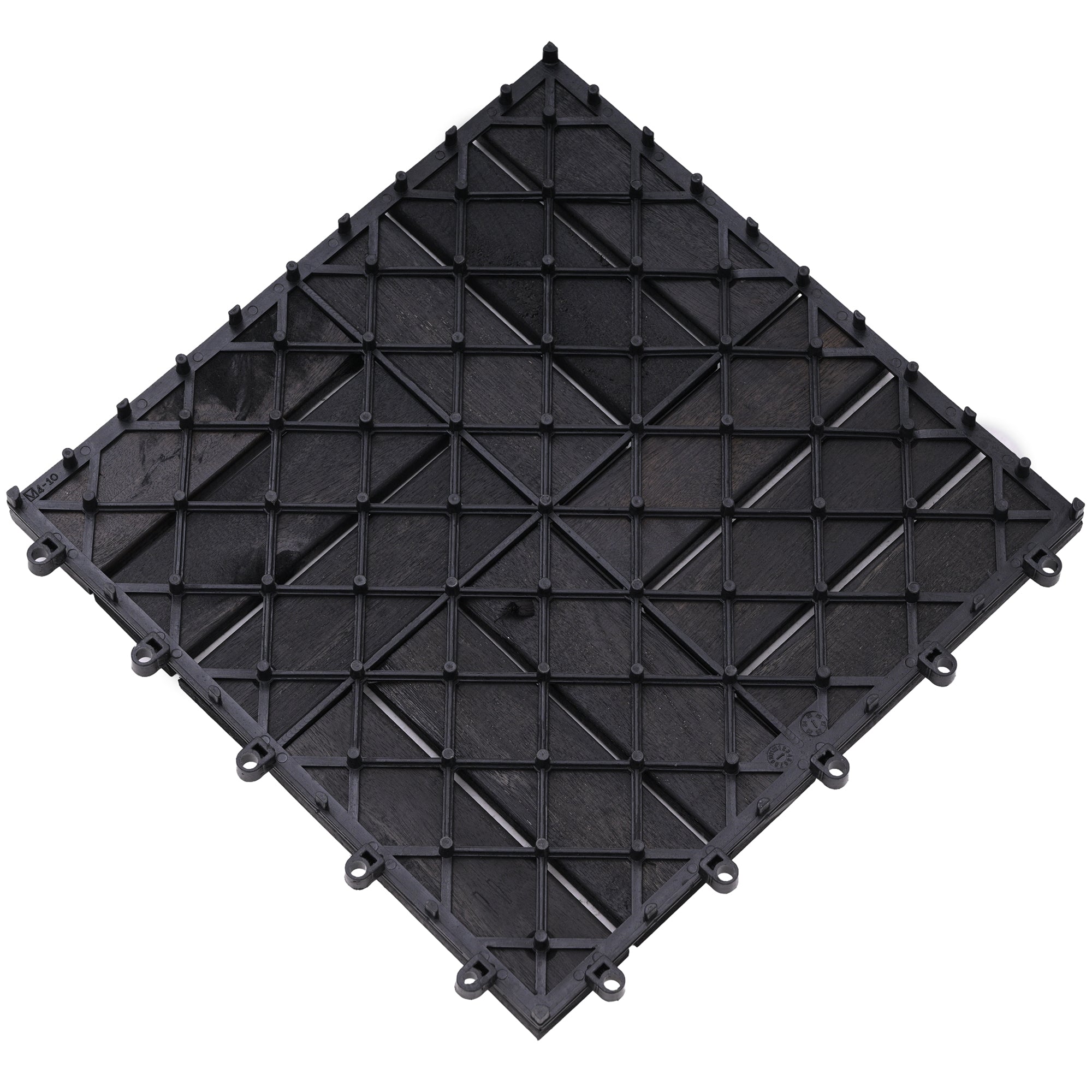 Bliss Outdoors Hardwood 12-Slat Interlock Wood Deck Tiles, Aged Black, Set of 30