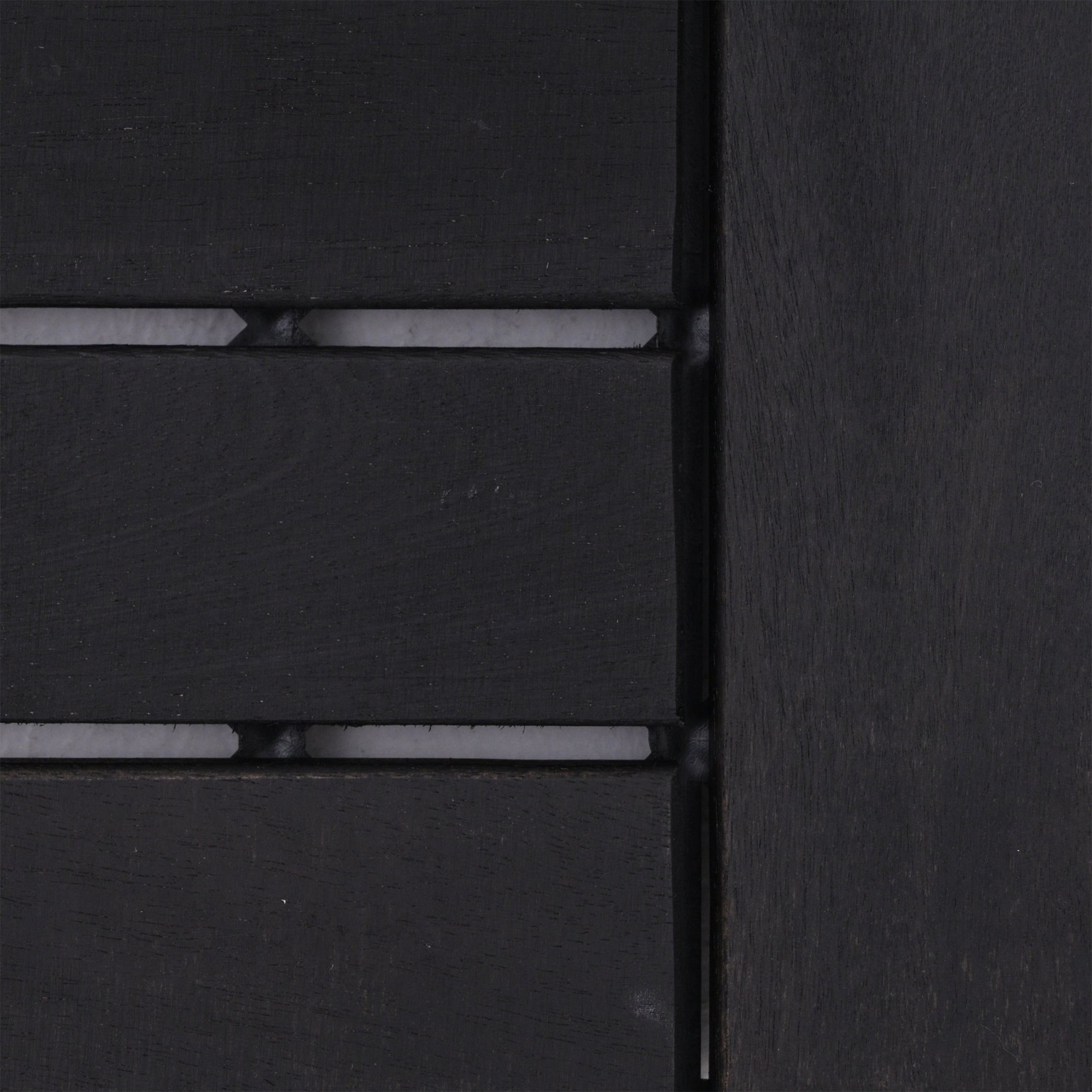 Bliss Outdoors Hardwood 12-Slat Interlock Wood Deck Tiles, Aged Black, Set of 30