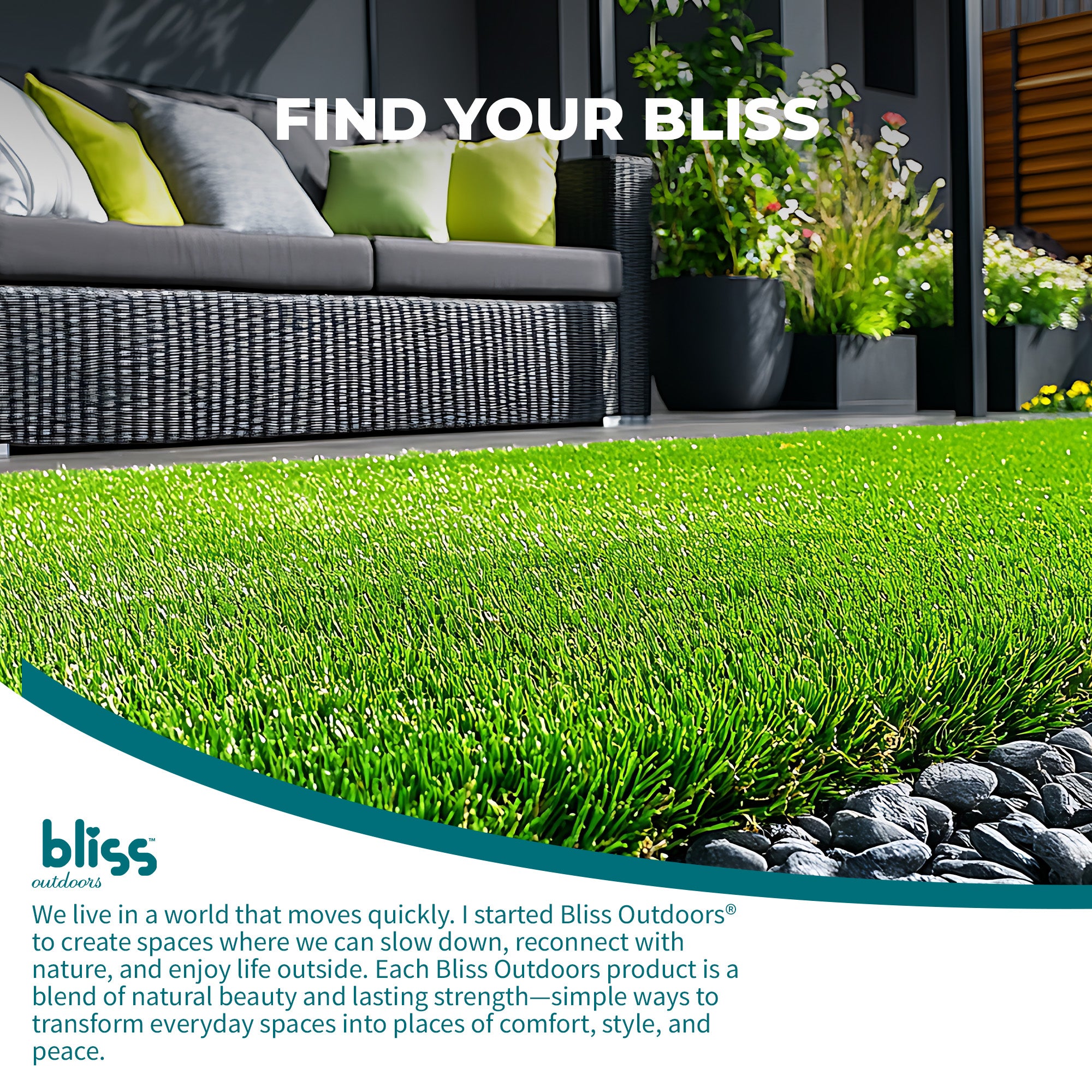 Bliss Outdoors 12"x12" Artificial PP Grass Interlocking Tiles, Green, Set of 10 - Smart-nests
