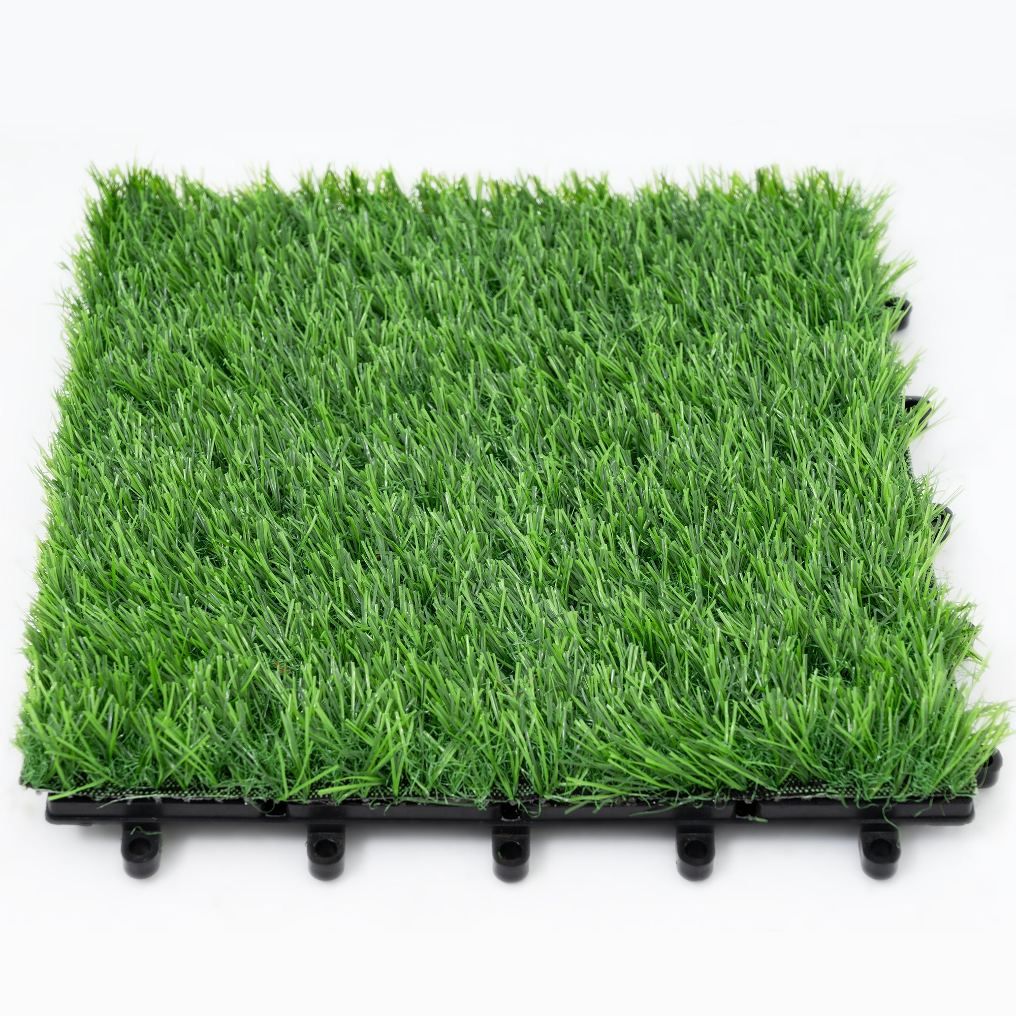 Bliss Outdoors 12"x12" Artificial PP Grass Interlocking Tiles, Green, Set of 10 - Smart-nests