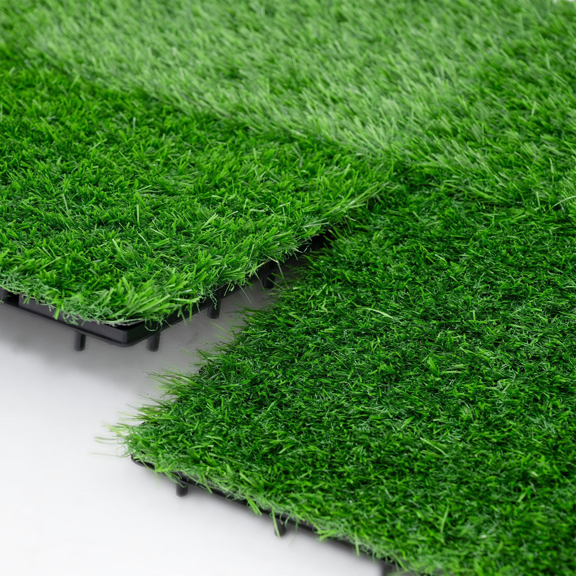 Bliss Outdoors 12"x12" Artificial PP Grass Interlocking Tiles, Green, Set of 10 - Smart-nests