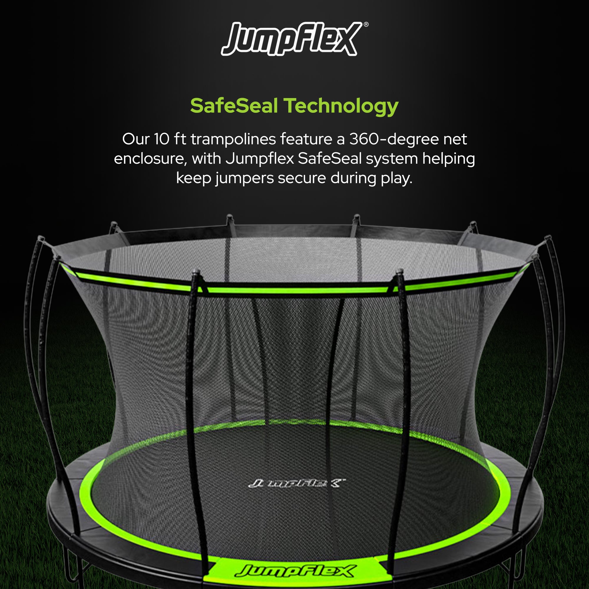 Jumpflex FLEX 12' Round Trampoline, Outdoor Play Equipment & Safety Net & Ladder - Smart-nests
