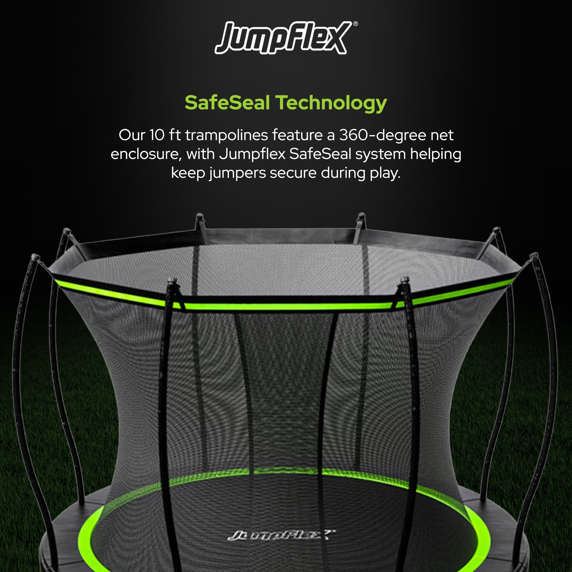 Jumpflex FLEX 10' Round Trampoline, Outdoor Play Equipment & Safety Net & Ladder - Smart-nests