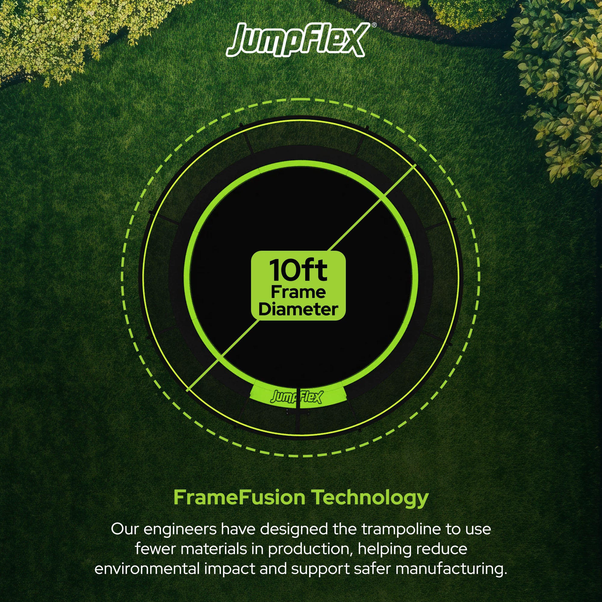 Jumpflex FLEX 10' Round Trampoline, Outdoor Play Equipment & Safety Net & Ladder - Smart-nests