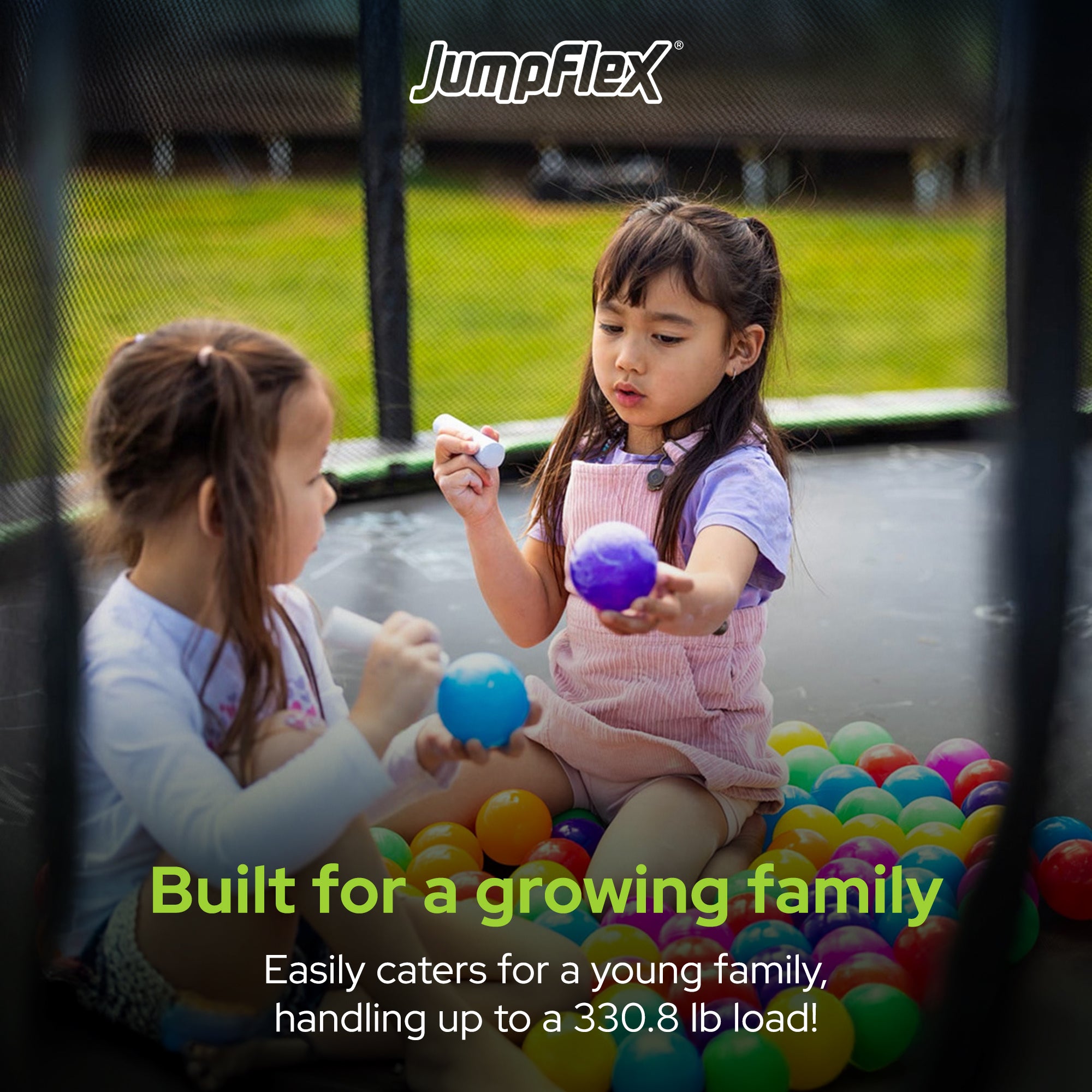 Jumpflex FLEX 10' Round Trampoline, Outdoor Play Equipment & Safety Net & Ladder - Smart-nests