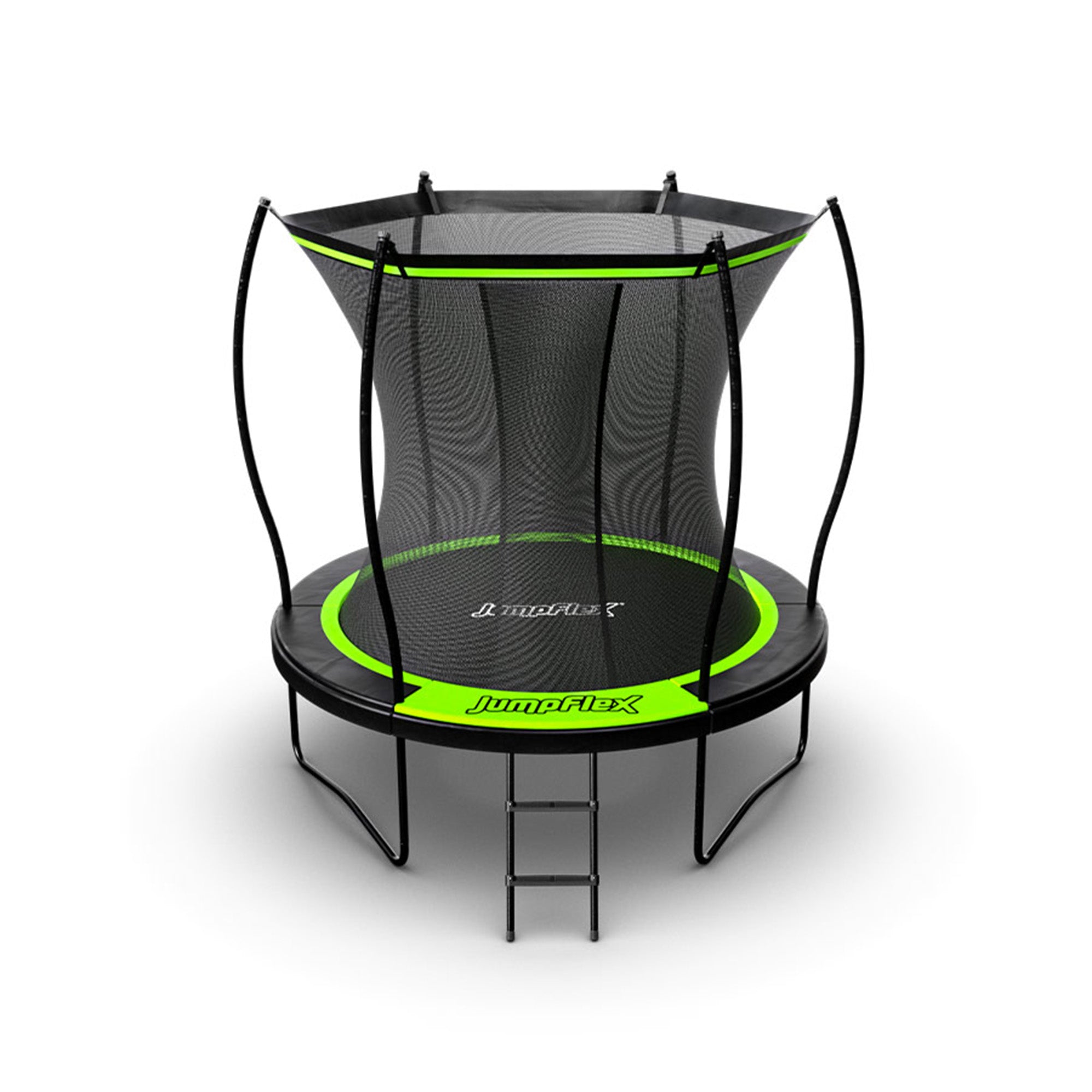 Jumpflex FLEX 8' Round Trampoline, Outdoor Play Equipment w/ Safety Net & Ladder - Smart-nests