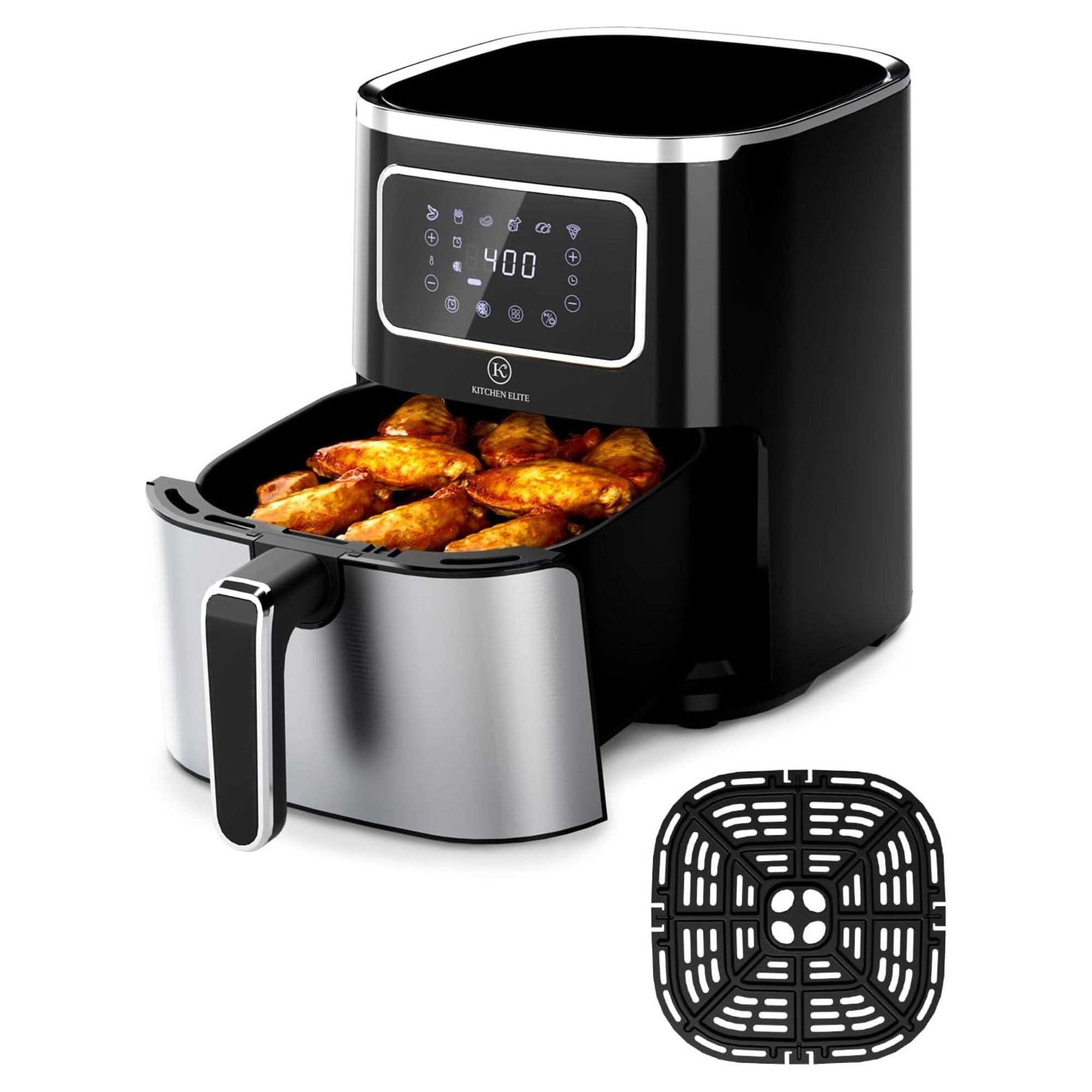 Kitchen Elite Digital Air Fryer Oven, Compact Cooker, 5.28 Qt, Stainless Steel - Smart-nests