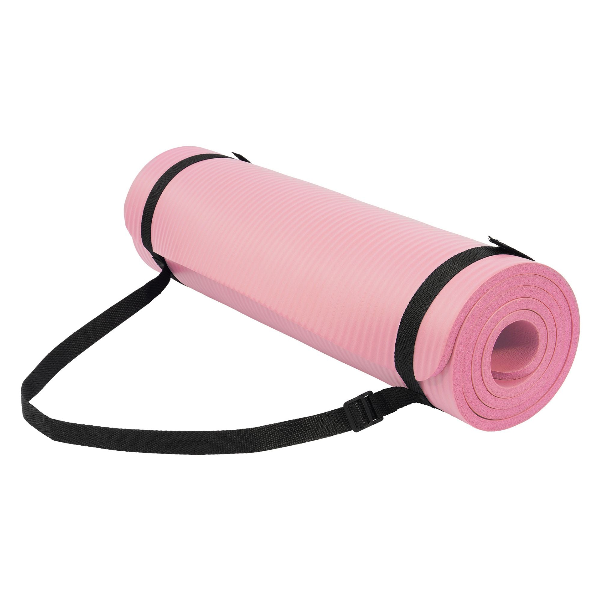 Fitvids 1/2" Thick High Density Exercise Yoga Mat, Carrying Strap, Pale Pink - Smart-nests