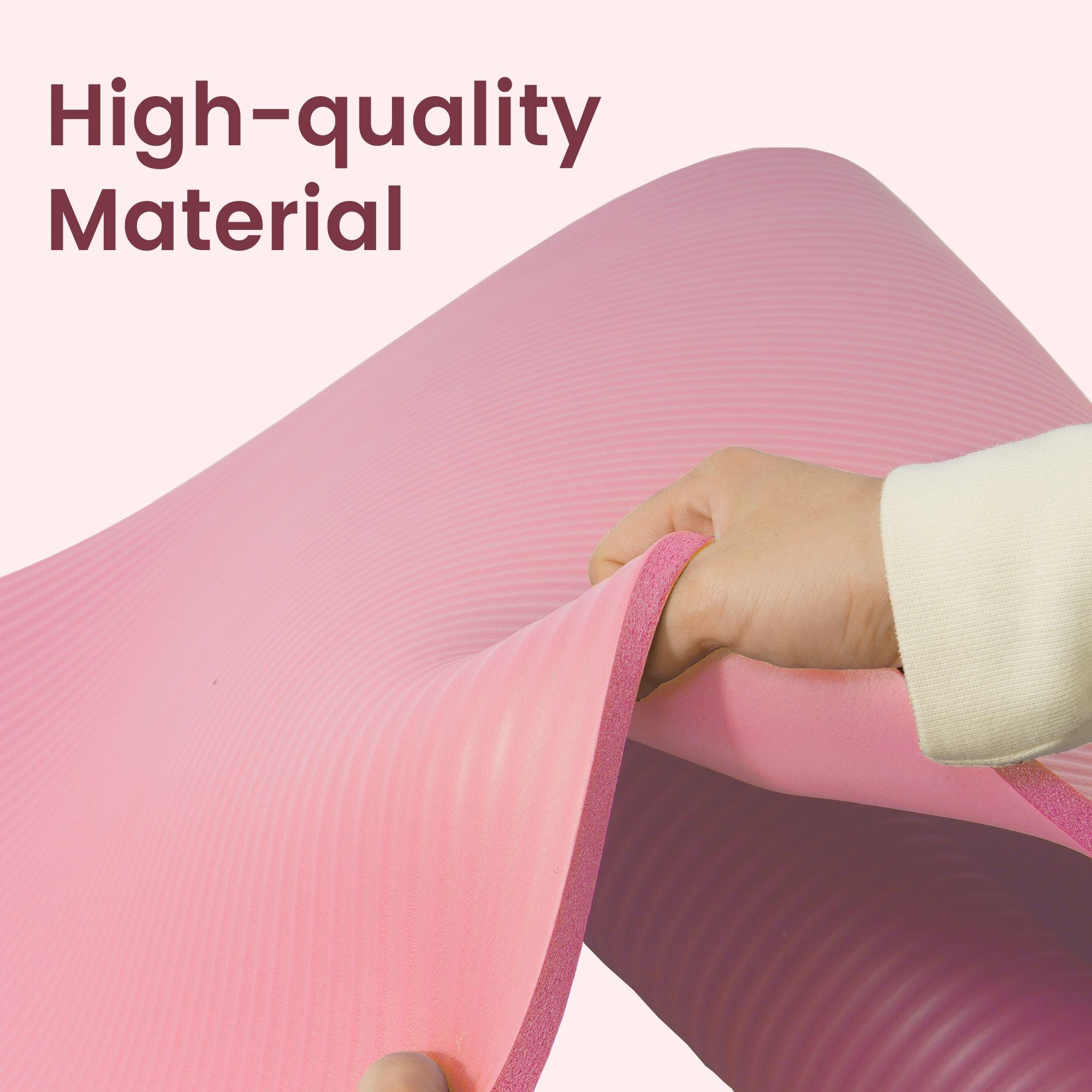 Fitvids 1/2" Thick High Density Exercise Yoga Mat, Carrying Strap, Pale Pink - Smart-nests