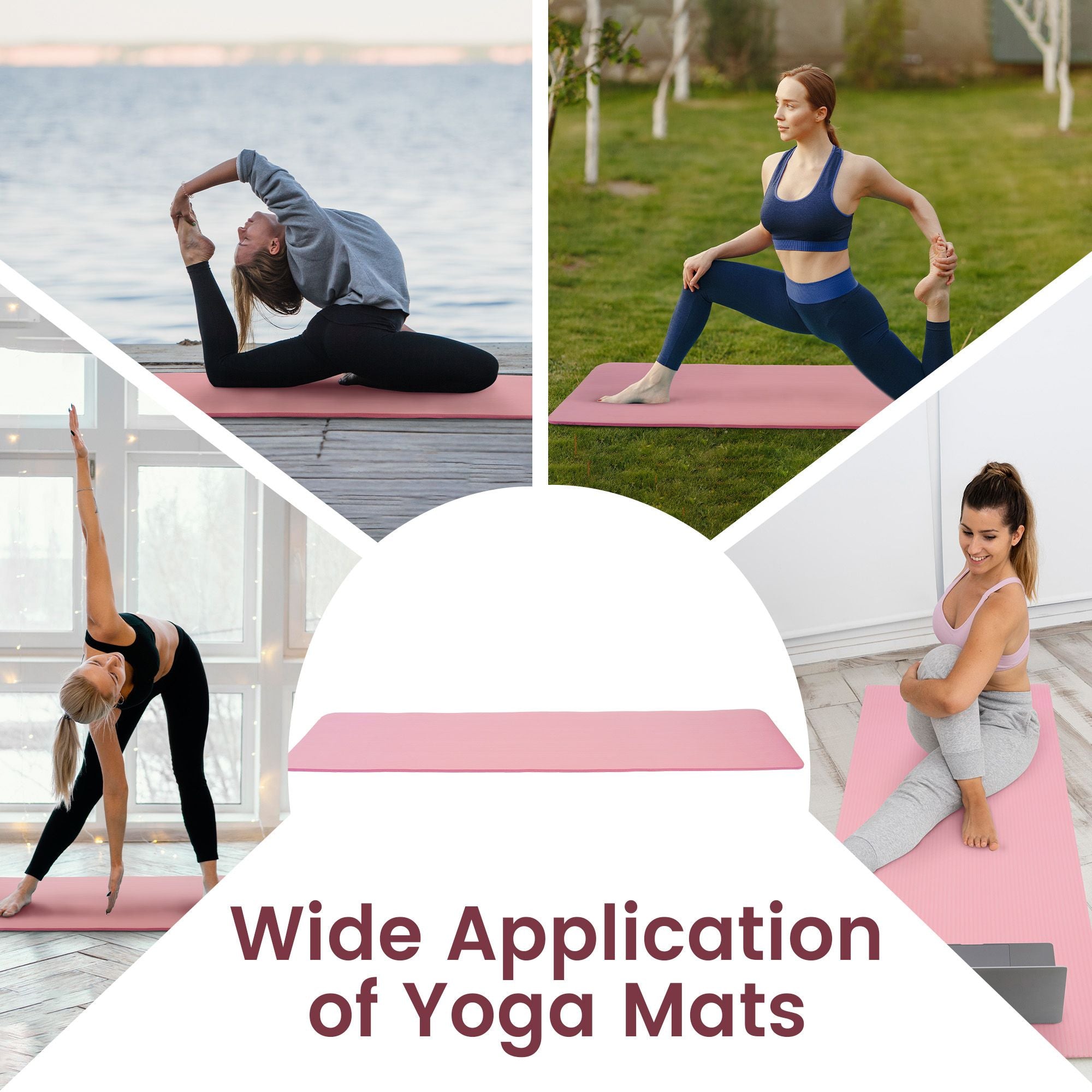Fitvids 1/2" Thick High Density Exercise Yoga Mat, Carrying Strap, Pale Pink - Smart-nests