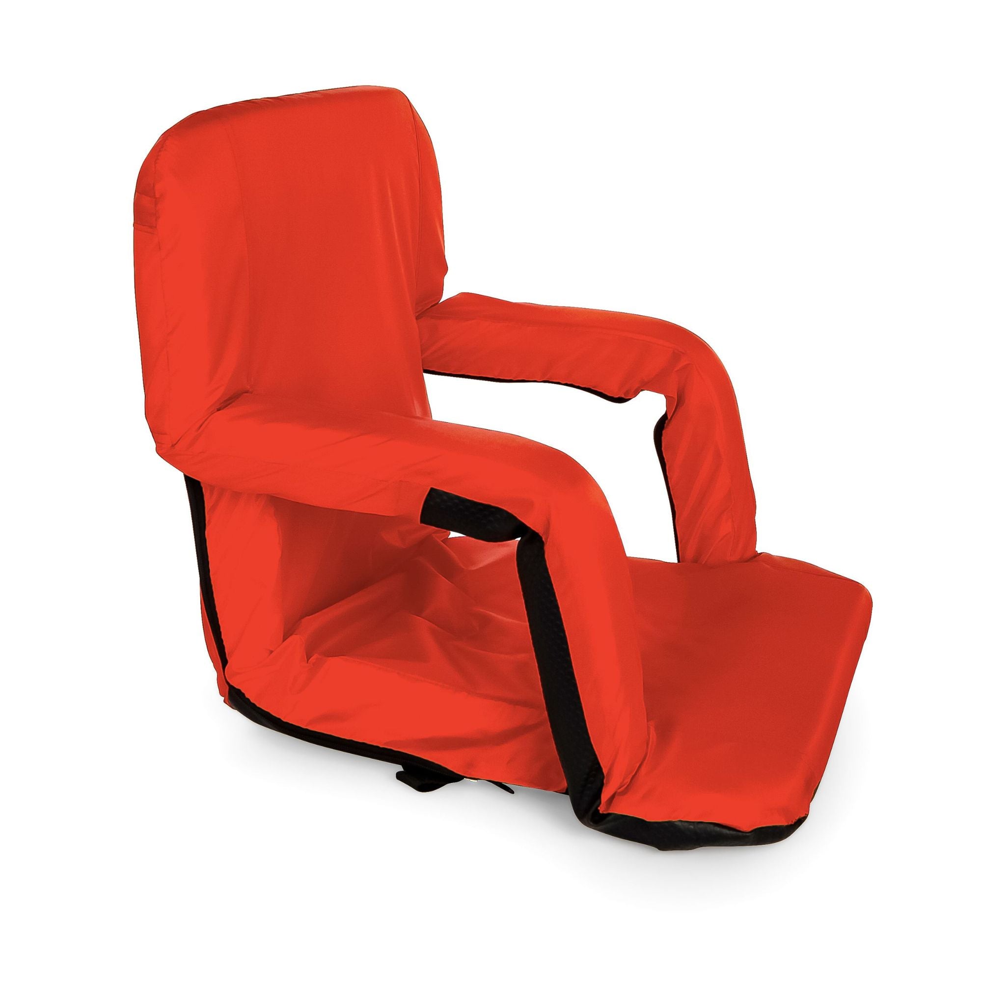 Camco Portable Stadium Seat Foldable Padded Cushion, Back Support, Armrests, Red - Smart-nests