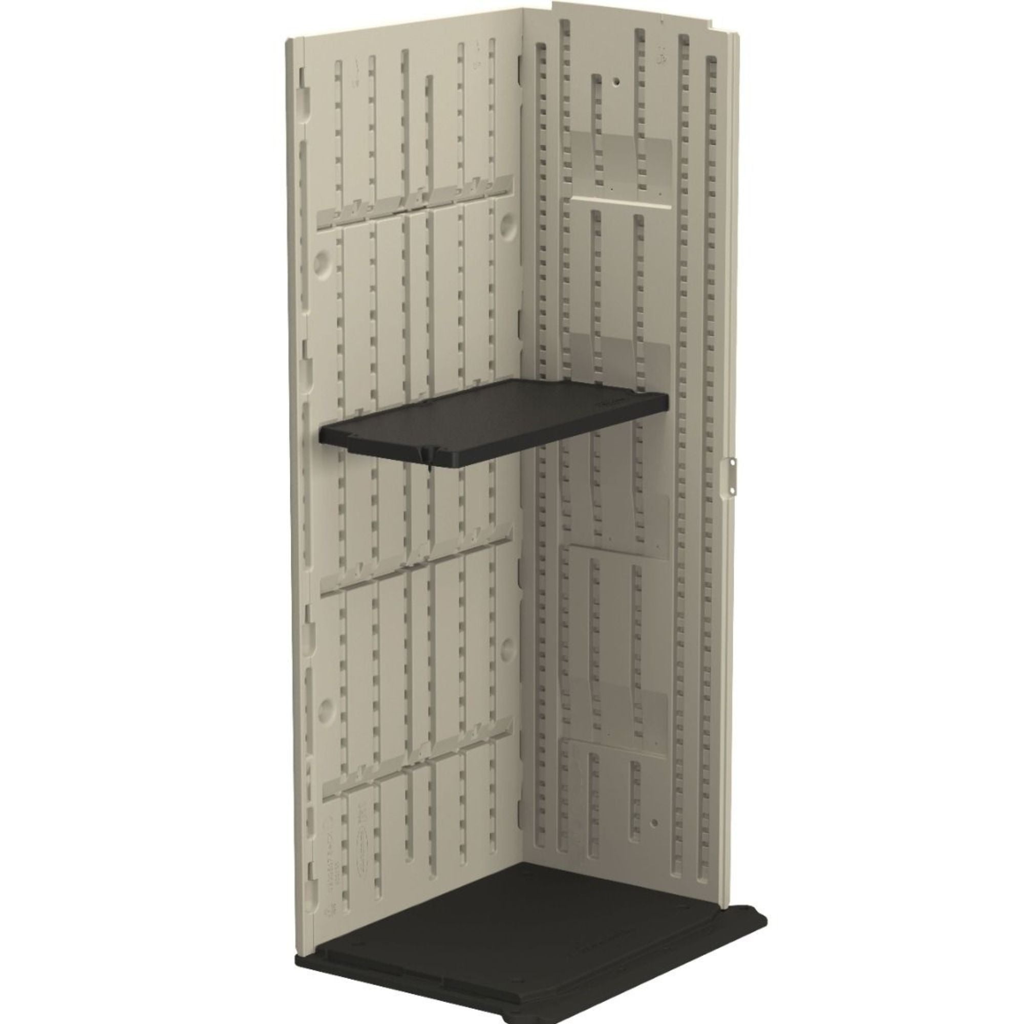 Suncast Vertical Shed Shelf Kit Space Saving Wall Mount Outdoor Storage, Black - Smart-nests