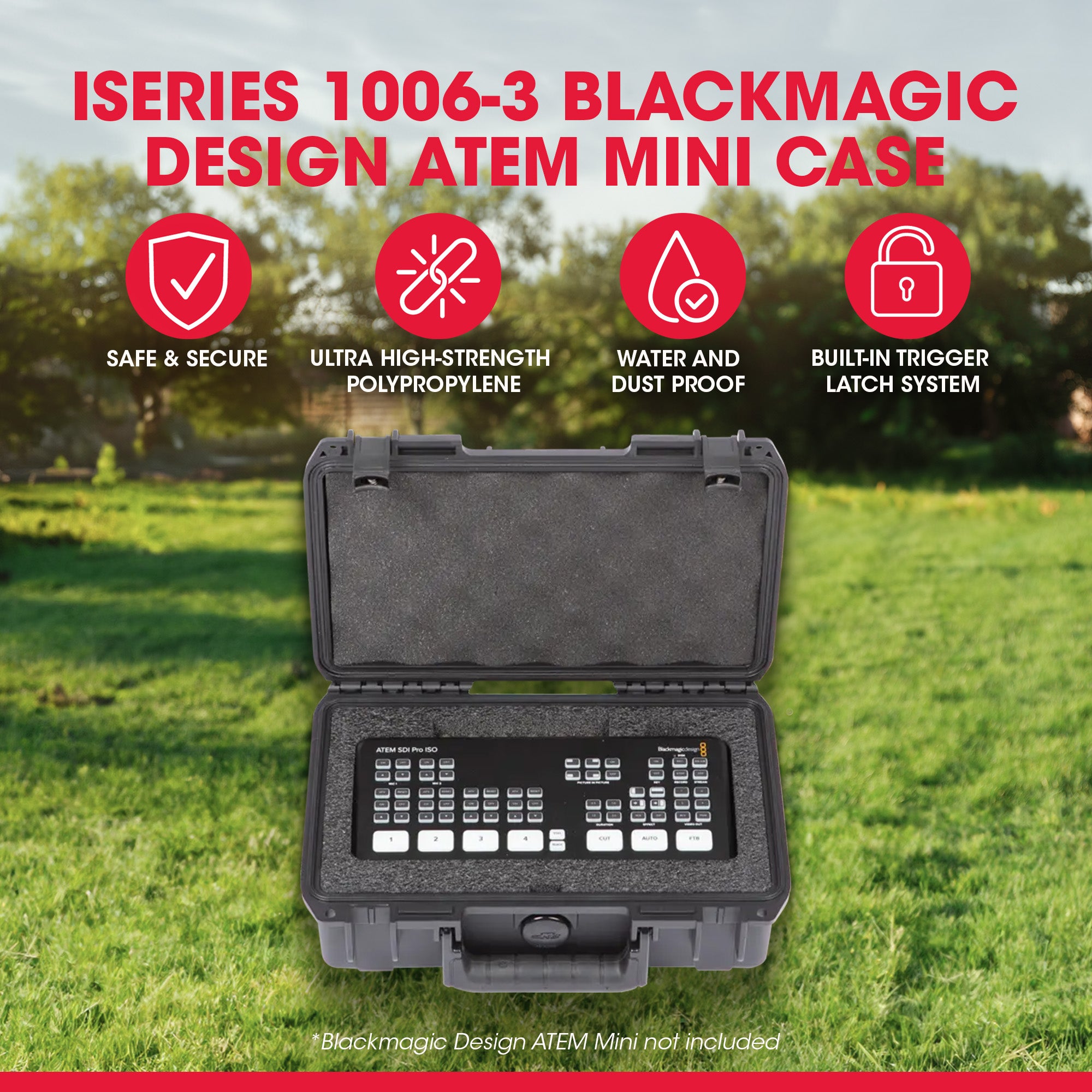 SKB Media Equipment Case Storage Box for ATEM Mini Switcher, 3i-10063ATM, Black - Smart-nests