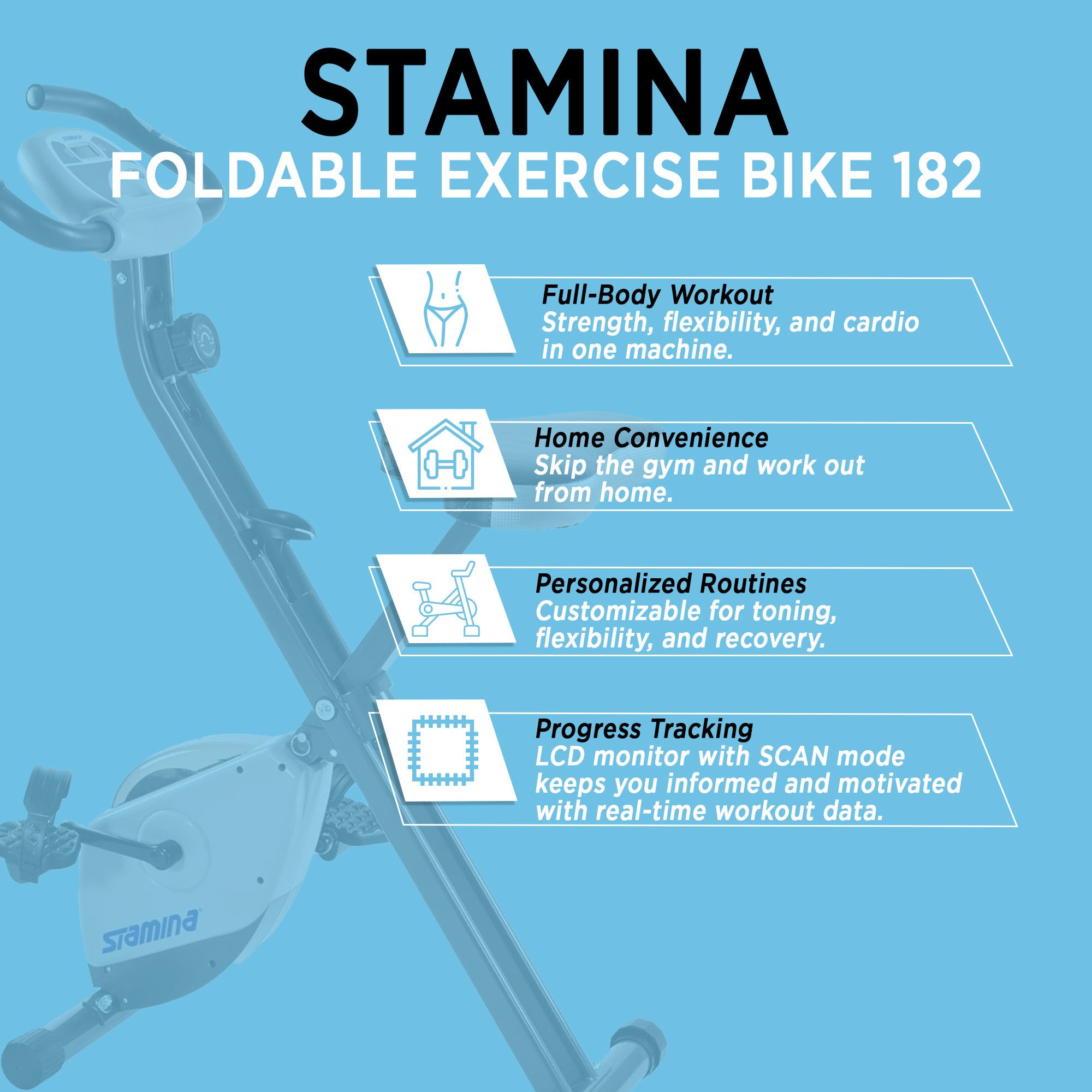 Stamina Products Foldable Exercise Bike with Smart Workout App for Home Fitness - Smart-nests