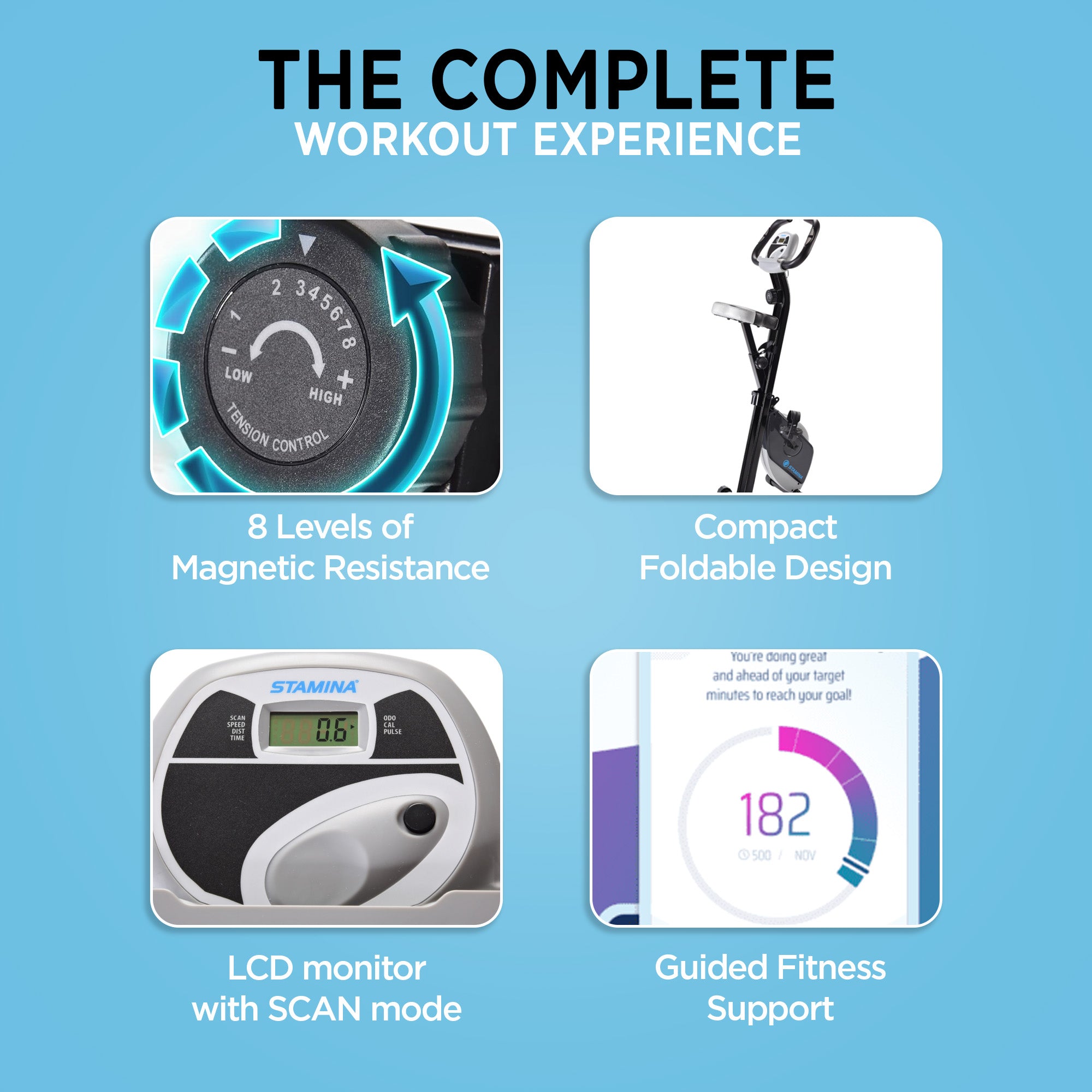 Stamina Products Foldable Exercise Bike with Smart Workout App for Home Fitness - Smart-nests