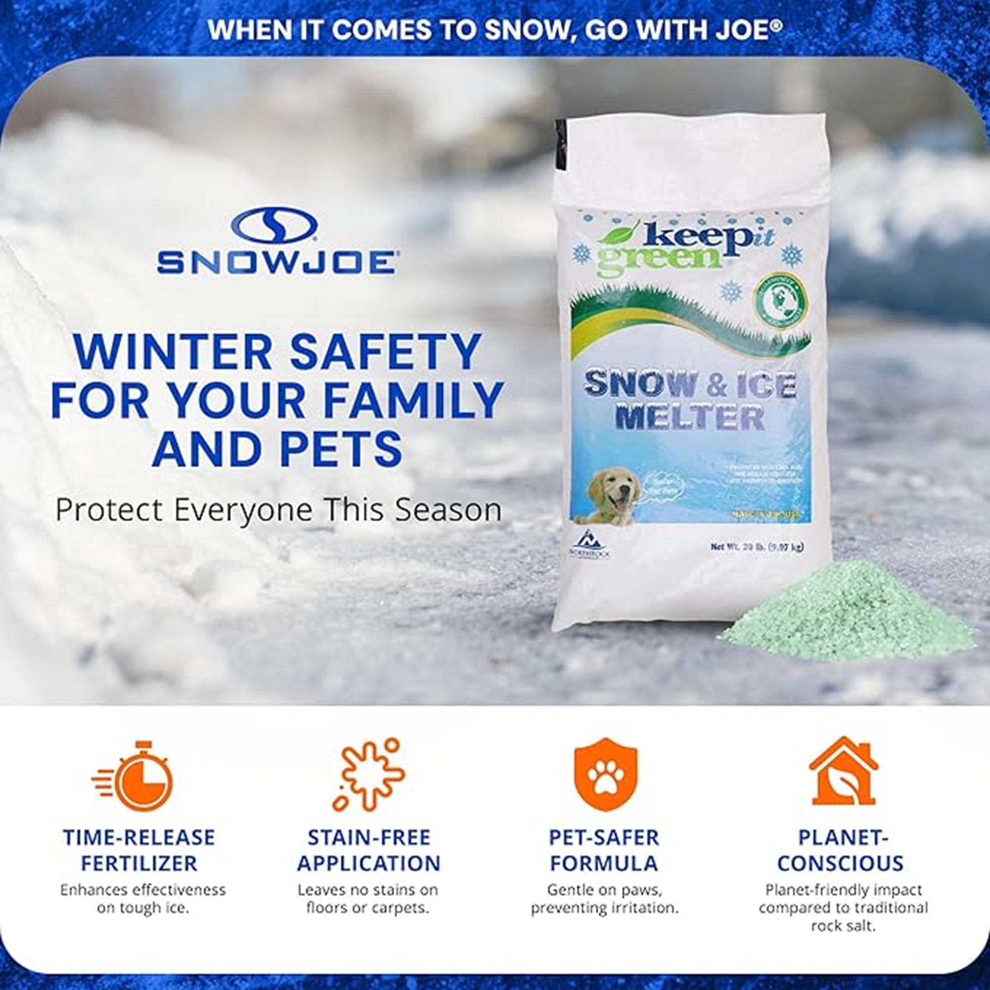 Snow Joe Keep It Green Pet Friendly Snow Melt Salt Pellets, 20 lbs, KIG20 - Smart-nests