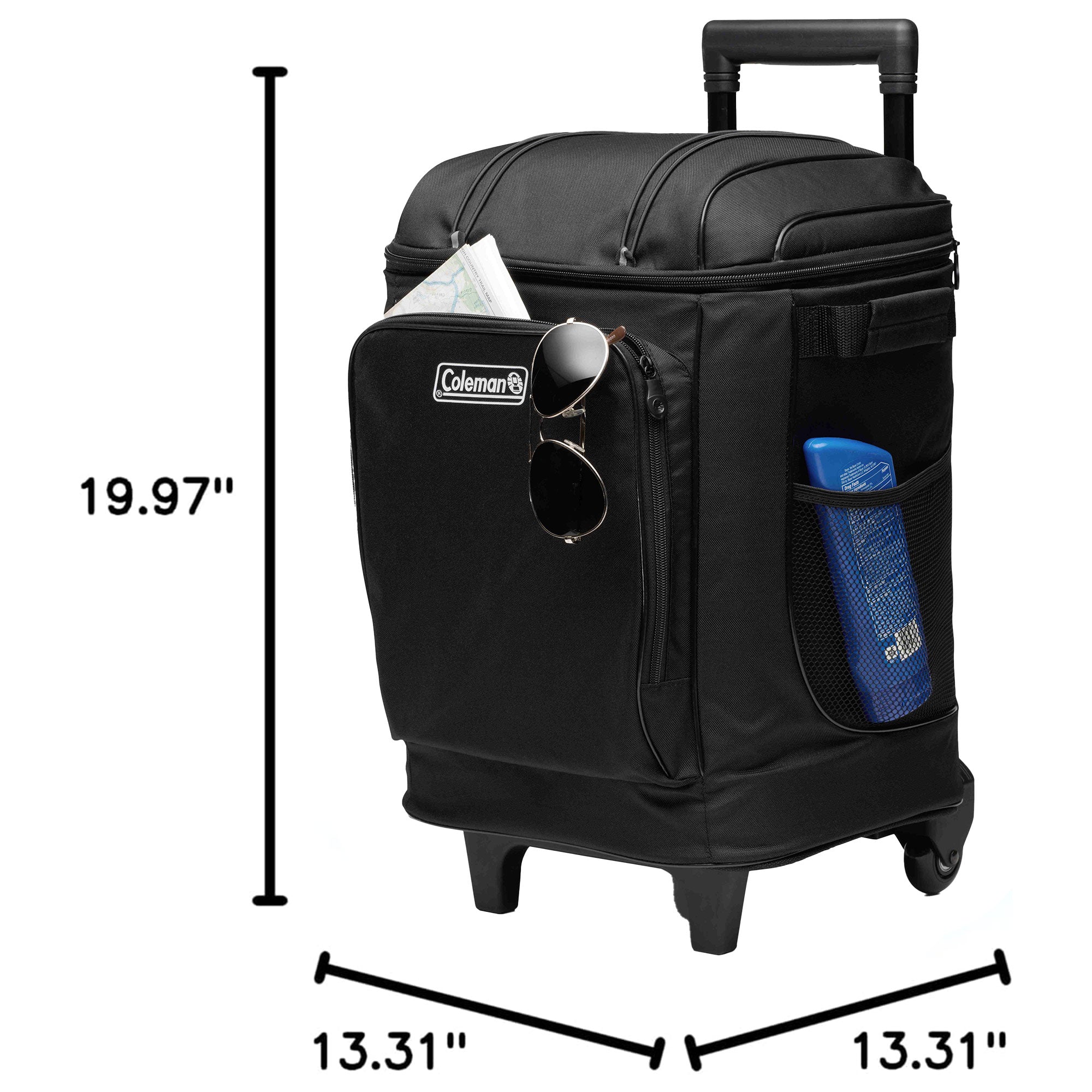 Coleman CHILLER 42-Can Soft-Sided Cooler w/ Wheels, Portable & Insulated, Black - Smart-nests