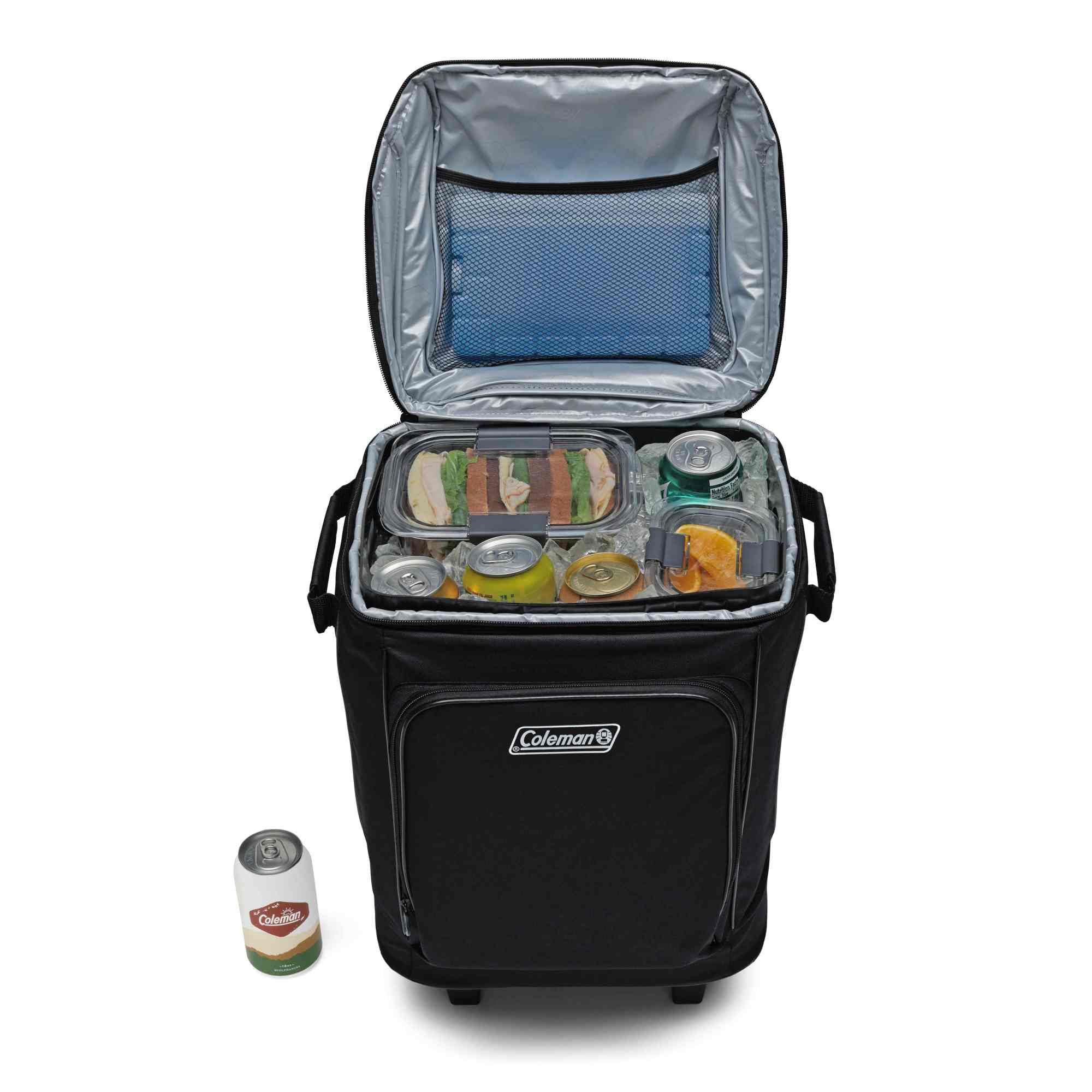 Coleman CHILLER 42-Can Soft-Sided Cooler w/ Wheels, Portable & Insulated, Black - Smart-nests