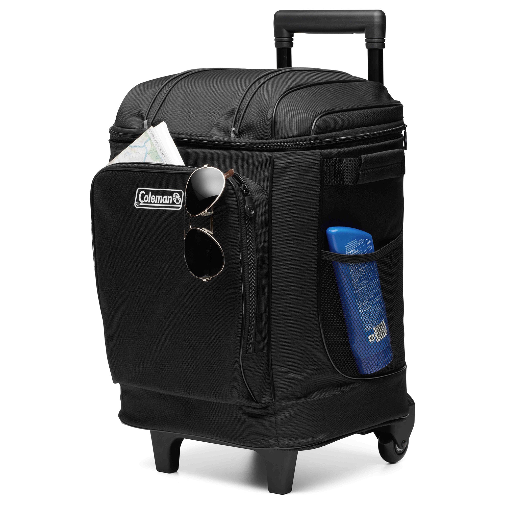 Coleman CHILLER 42-Can Soft-Sided Cooler w/ Wheels, Portable & Insulated, Black - Smart-nests