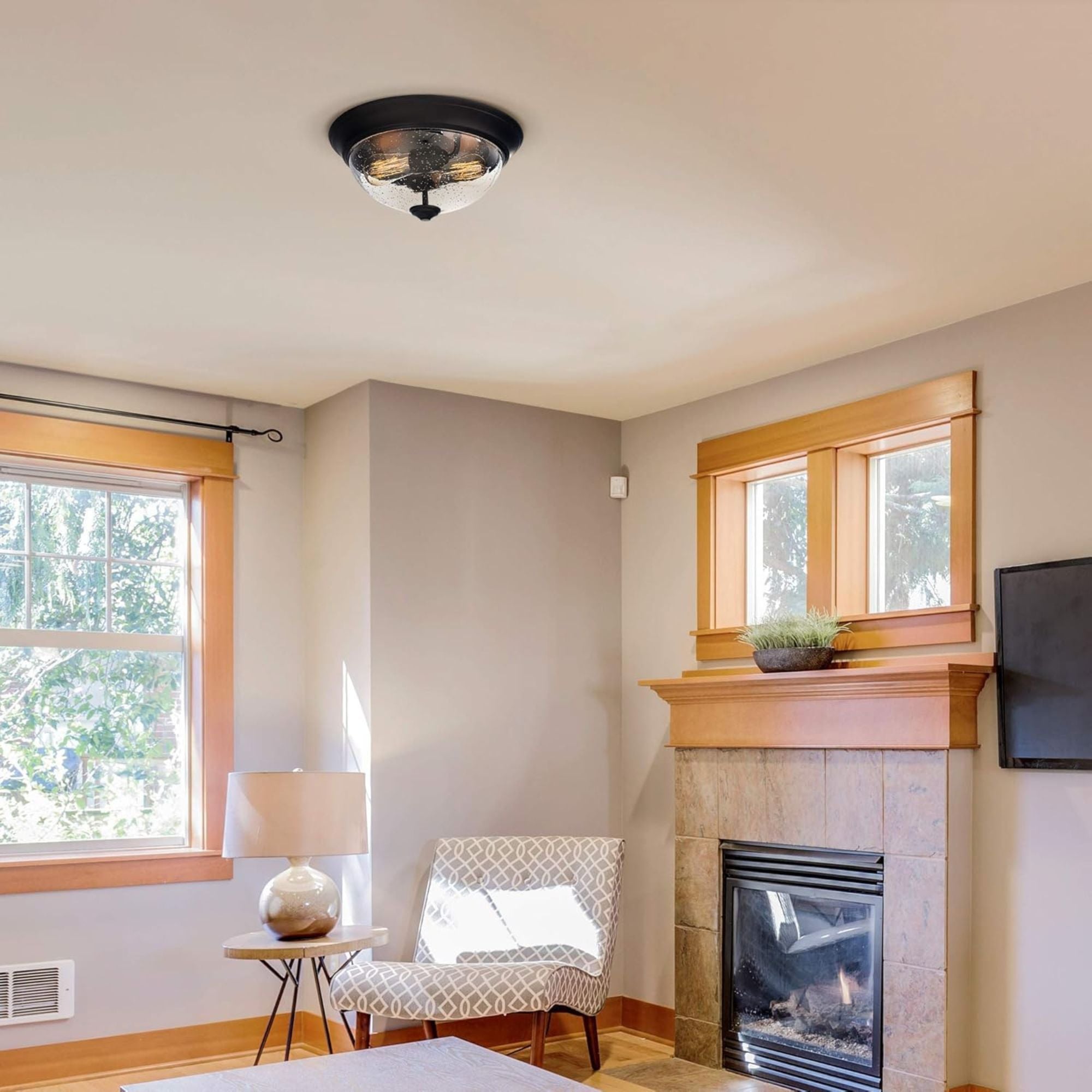 Prominence Home 13” Flush Mount Seeded Ceiling Light, Madalyn, 51381-31, Bronze - Smart-nests