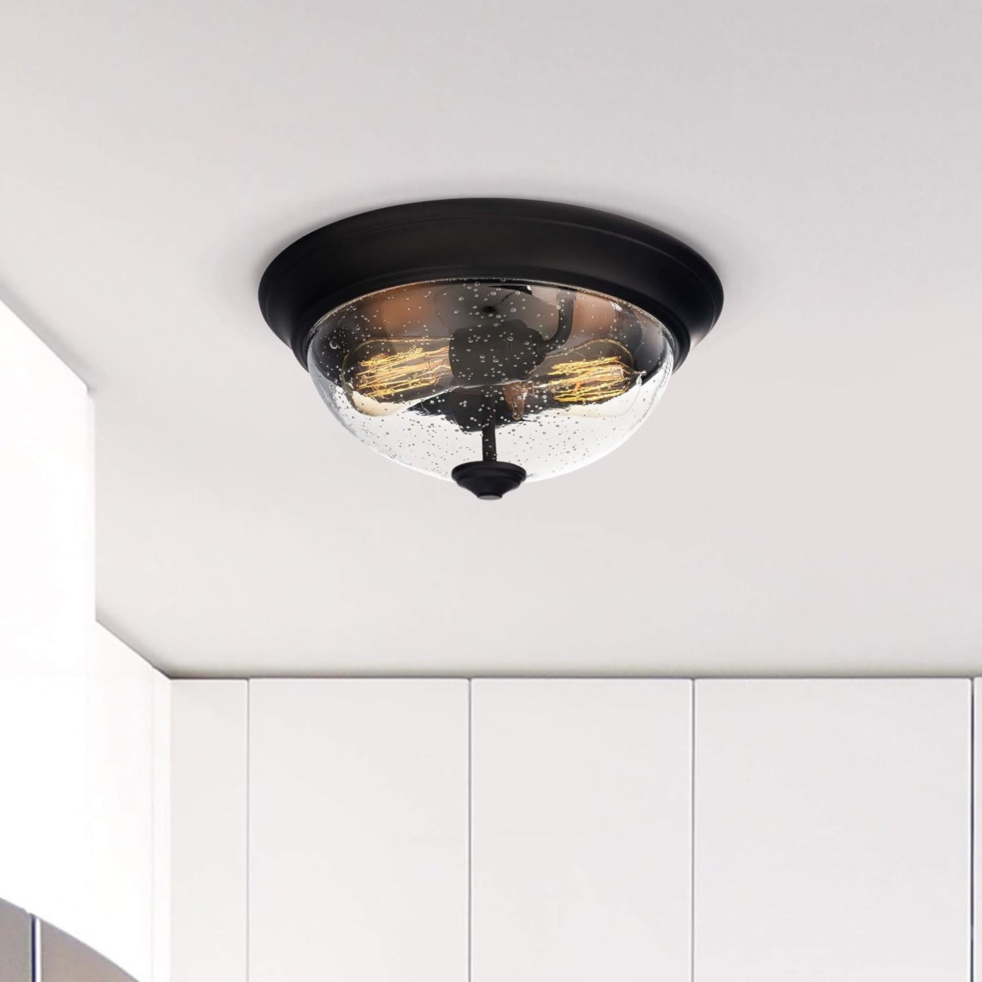 Prominence Home 13” Flush Mount Seeded Ceiling Light, Madalyn, 51381-31, Bronze - Smart-nests