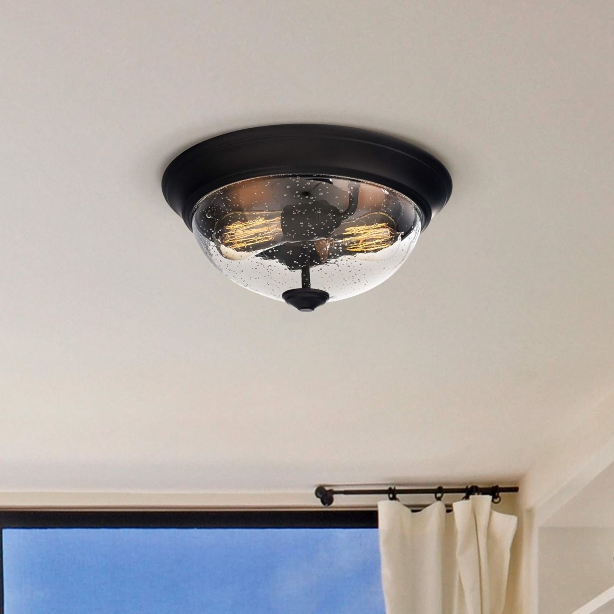 Prominence Home 13” Flush Mount Seeded Ceiling Light, Madalyn, 51381-31, Bronze - Smart-nests