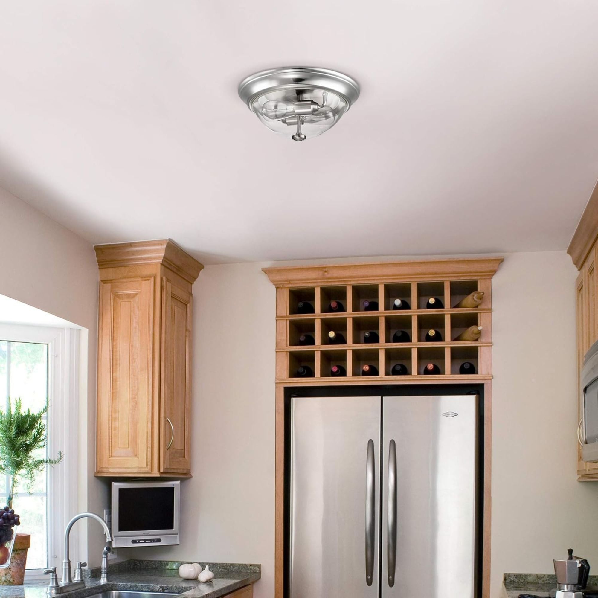 Prominence Home 13” Flush Mount Indoor Ceiling Light, Madalyn, 51380-31, Nickel - Smart-nests