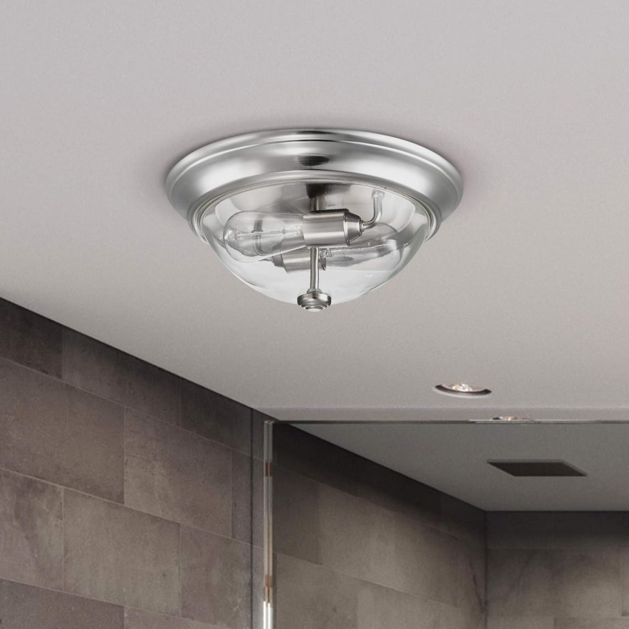 Prominence Home 13” Flush Mount Indoor Ceiling Light, Madalyn, 51380-31, Nickel - Smart-nests