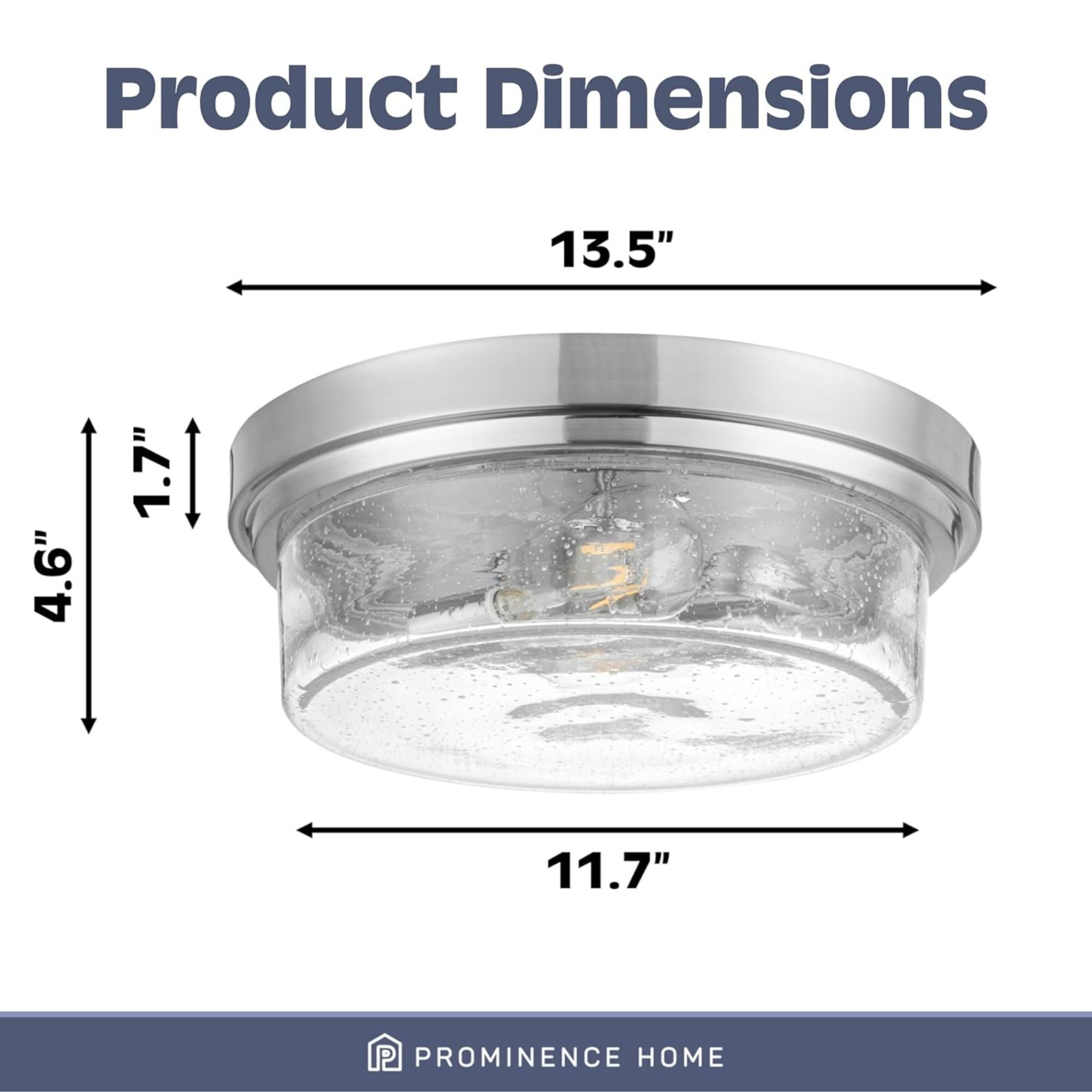 Prominence Home Madalyn 13" Ceiling Light, Seeded Drum Glass, Brushed Nickel - Smart-nests
