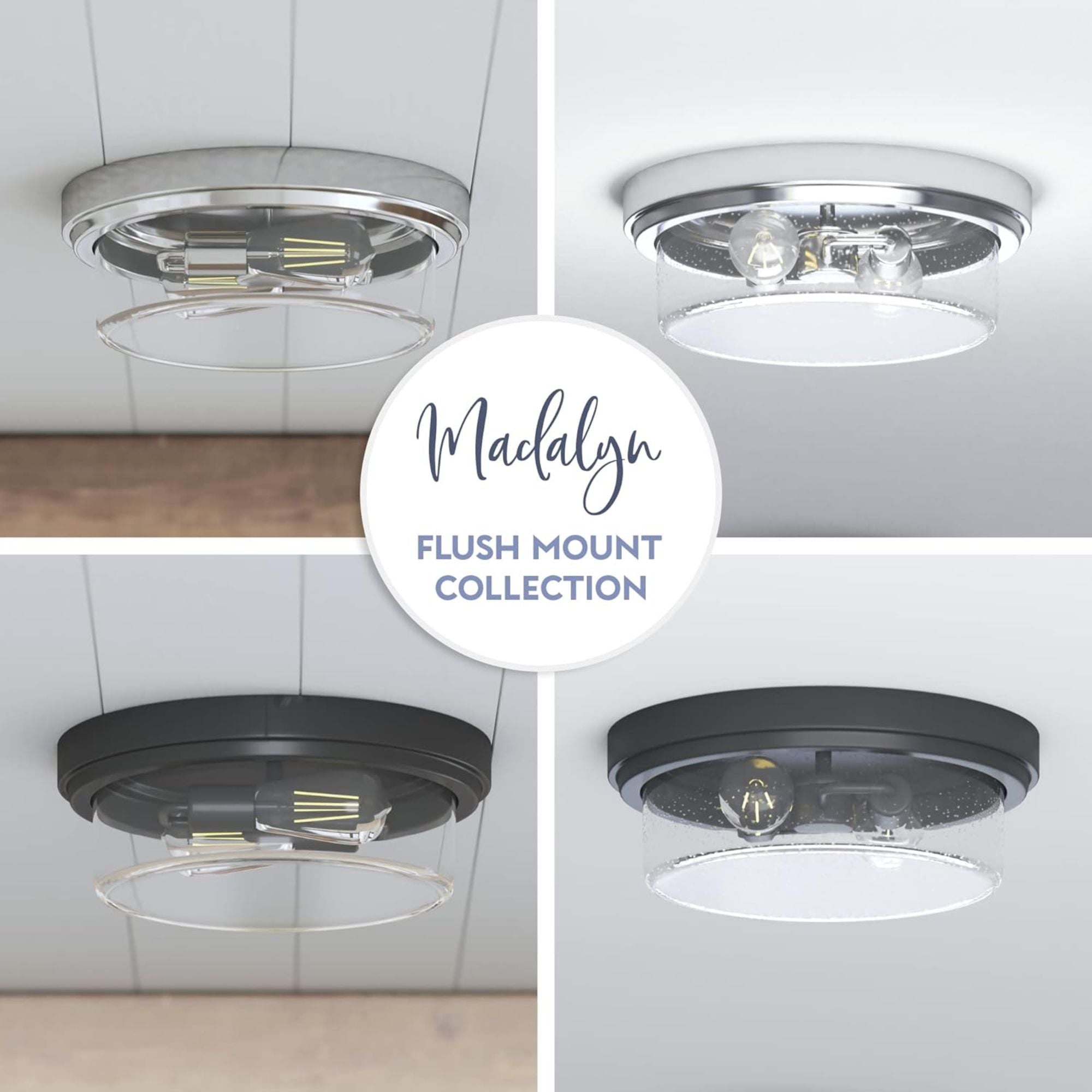 Prominence Home Madalyn 13" Ceiling Light, Seeded Drum Glass, Brushed Nickel - Smart-nests
