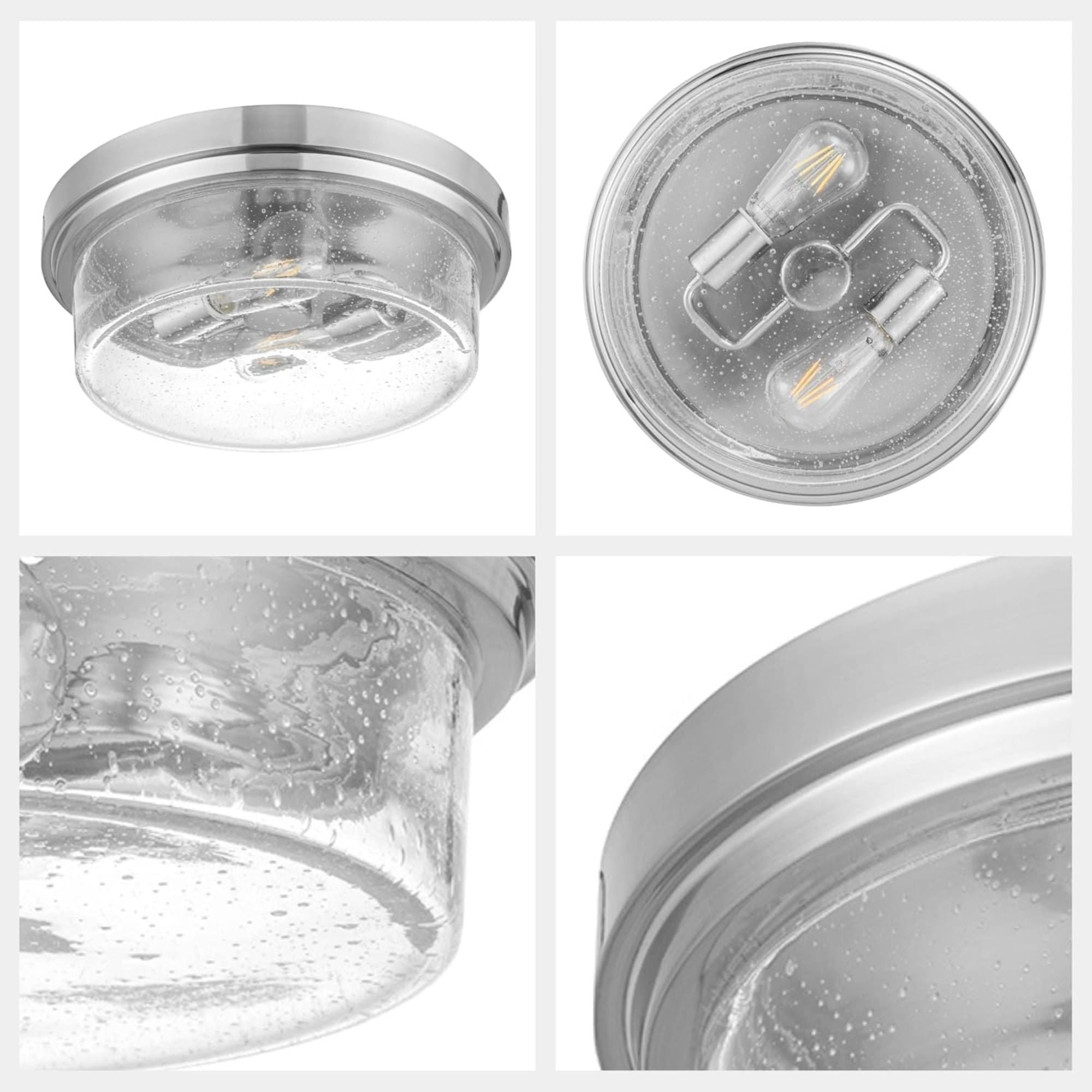 Prominence Home Madalyn 13" Ceiling Light, Seeded Drum Glass, Brushed Nickel - Smart-nests